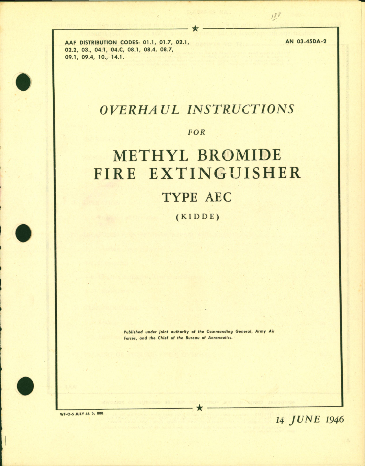 Sample page 1 from AirCorps Library document: Overhaul Instructions for Methyl Bromide Fire Extinguisher Type AEC