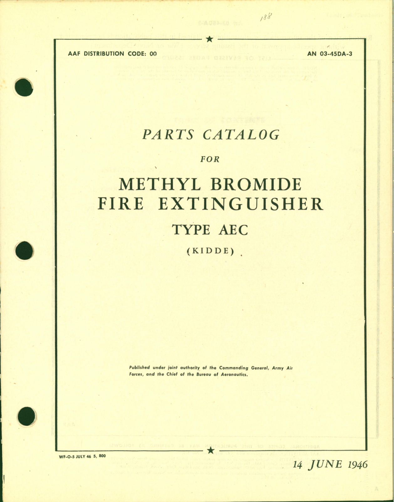 Sample page 1 from AirCorps Library document: Parts Catalog for Methyl Bromide Fire Extinguisher