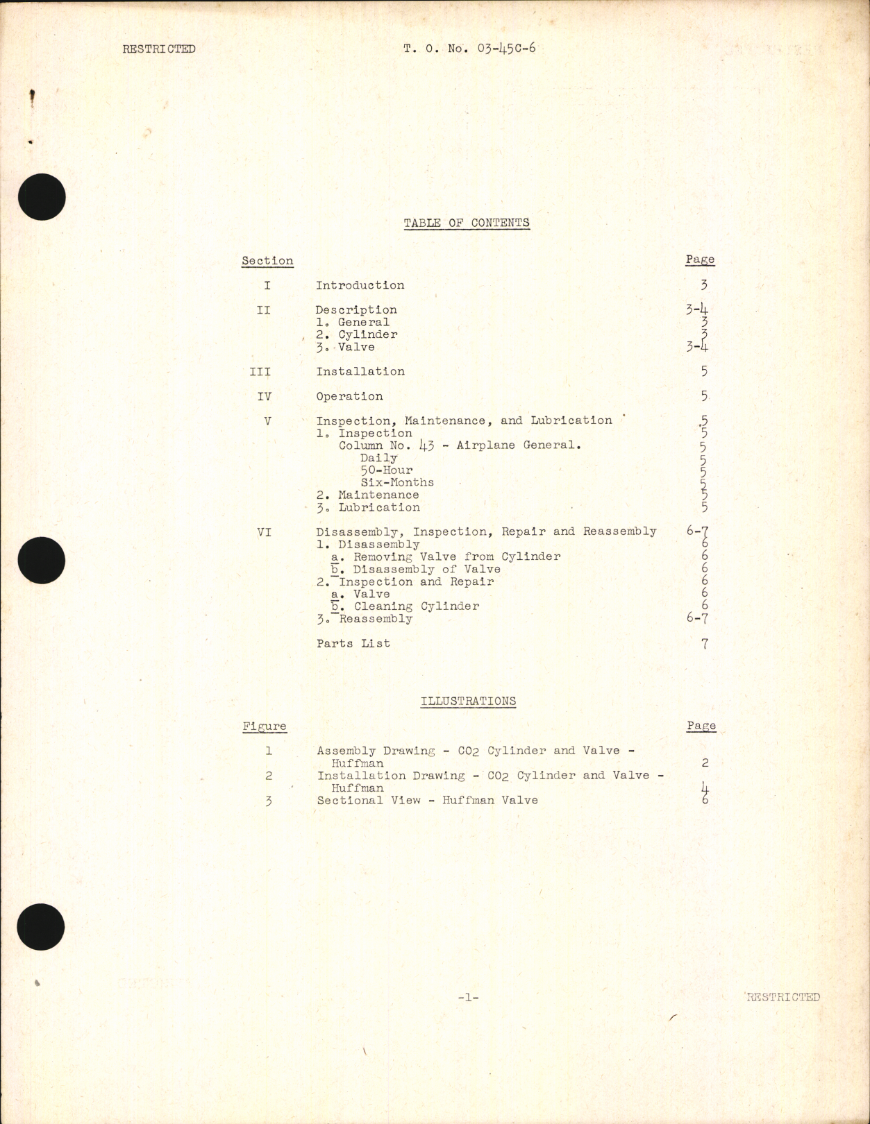 Sample page 3 from AirCorps Library document: Handbook of Instructions for Huffman CO2 Cylinder and Valve Assembly