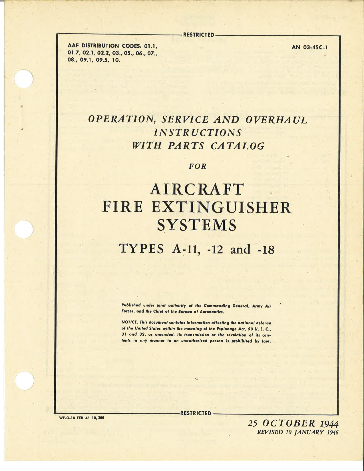 Sample page 3 from AirCorps Library document: Operation, Service, & Overhaul Instructions with Parts Catalog for Aircraft Fire Extinguisher Systems A-11, -12, and -18