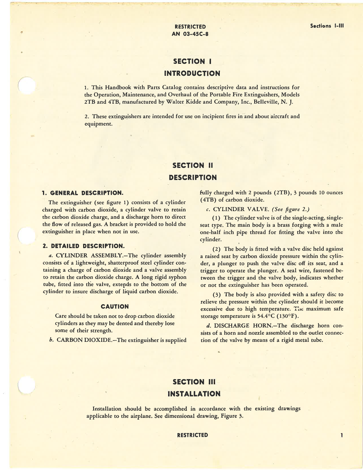 Sample page 5 from AirCorps Library document: Handbook of Instructions with Parts Catalog for 2TB and 4TB Portable Fire Extinguishers