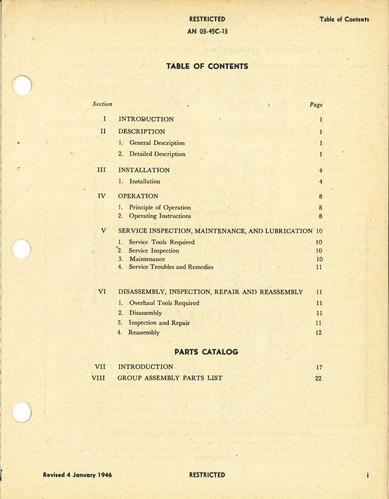 Sample page 4 from AirCorps Library document: Operation, Service, & Overhaul Instructions with Parts Catalog for Type A-18 Multi-Engine Fire Extinguishing System