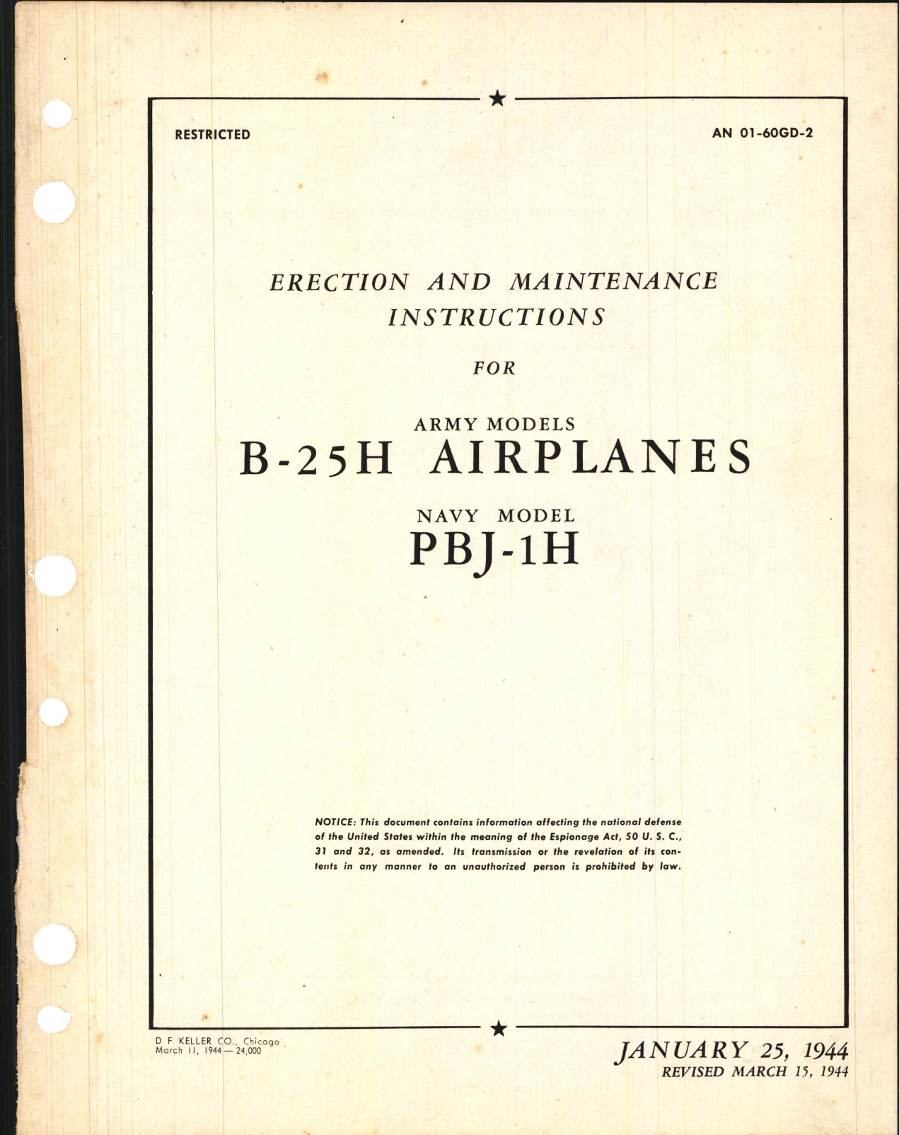 Sample page 3 from AirCorps Library document: Erection and Maintenance Instructions for B-25H and PBJ-1H Airplanes