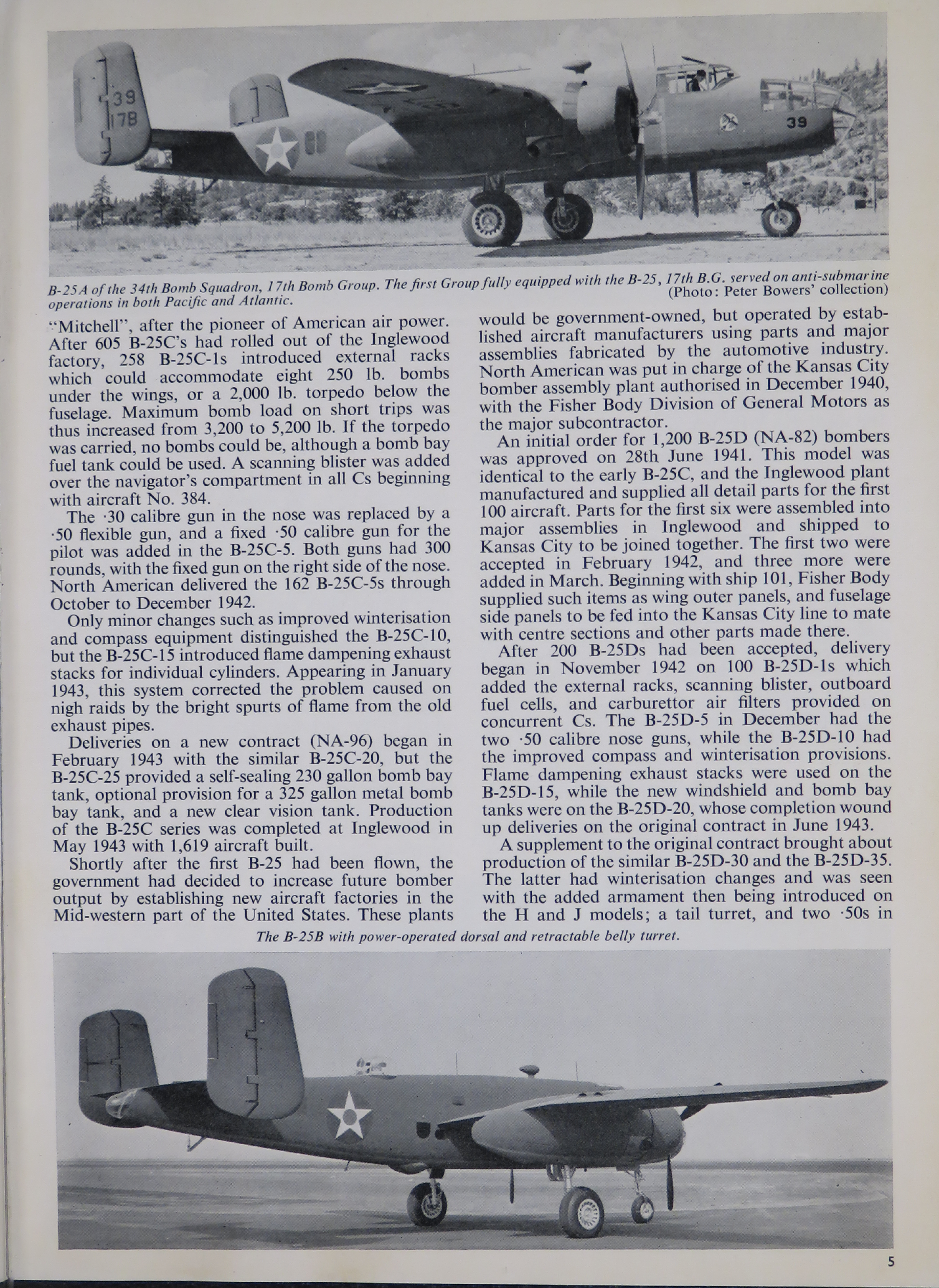 Sample page 5 from AirCorps Library document: The North American B-25A to G Mitchell (Profile Publications)