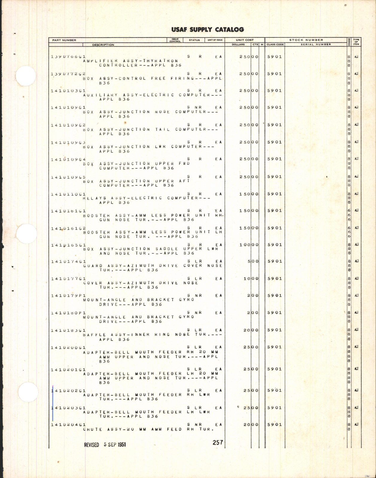 Sample page 5 from AirCorps Library document: Supply Catalog for Aircraft Remotely Controlled, Flexible Gunnery Fire Control Systems and Maintenance Parts