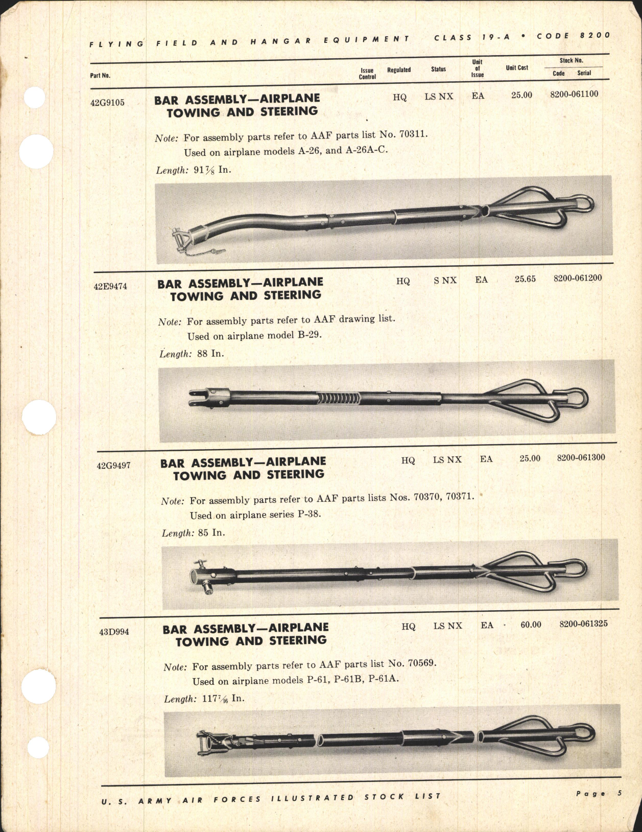 Sample page 5 from AirCorps Library document: Stock List for Flying Field and Hangar Equipment