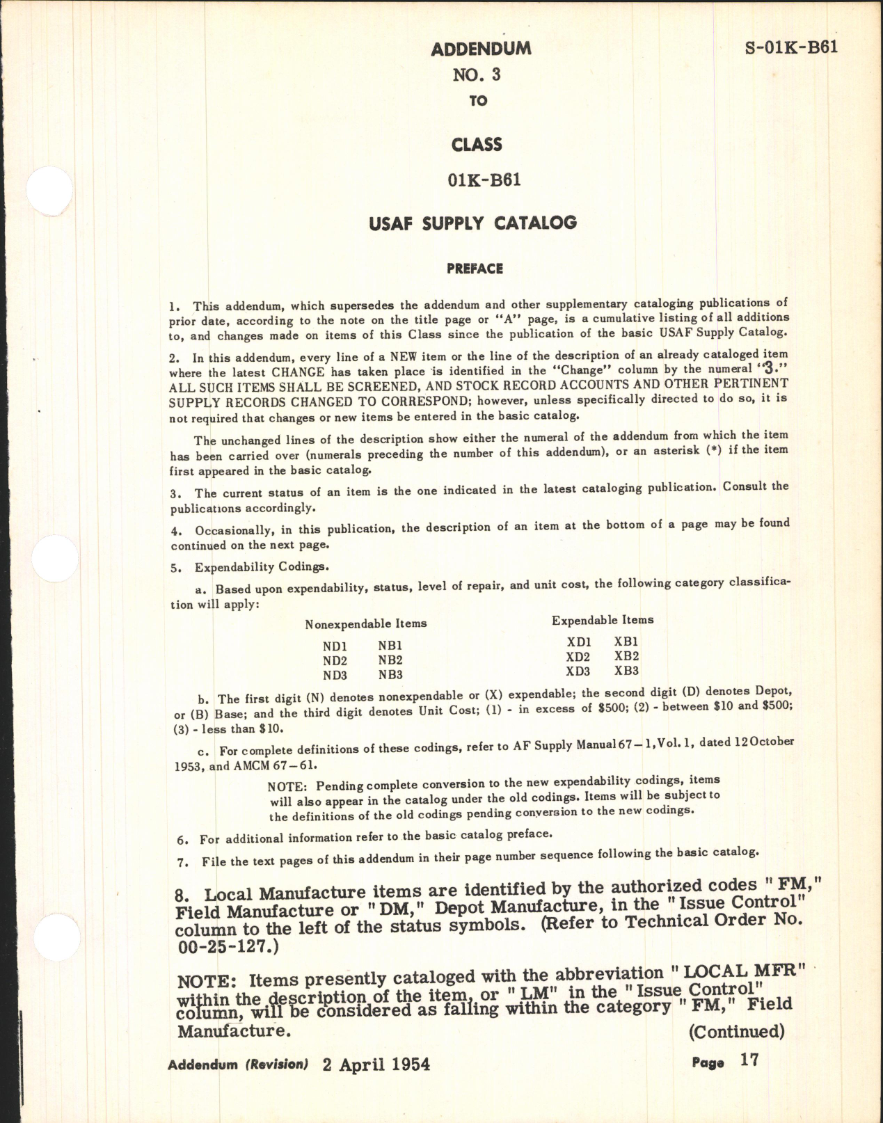 Sample page 3 from AirCorps Library document: Supply Catalog Parts for Martin B-61 Aircraft