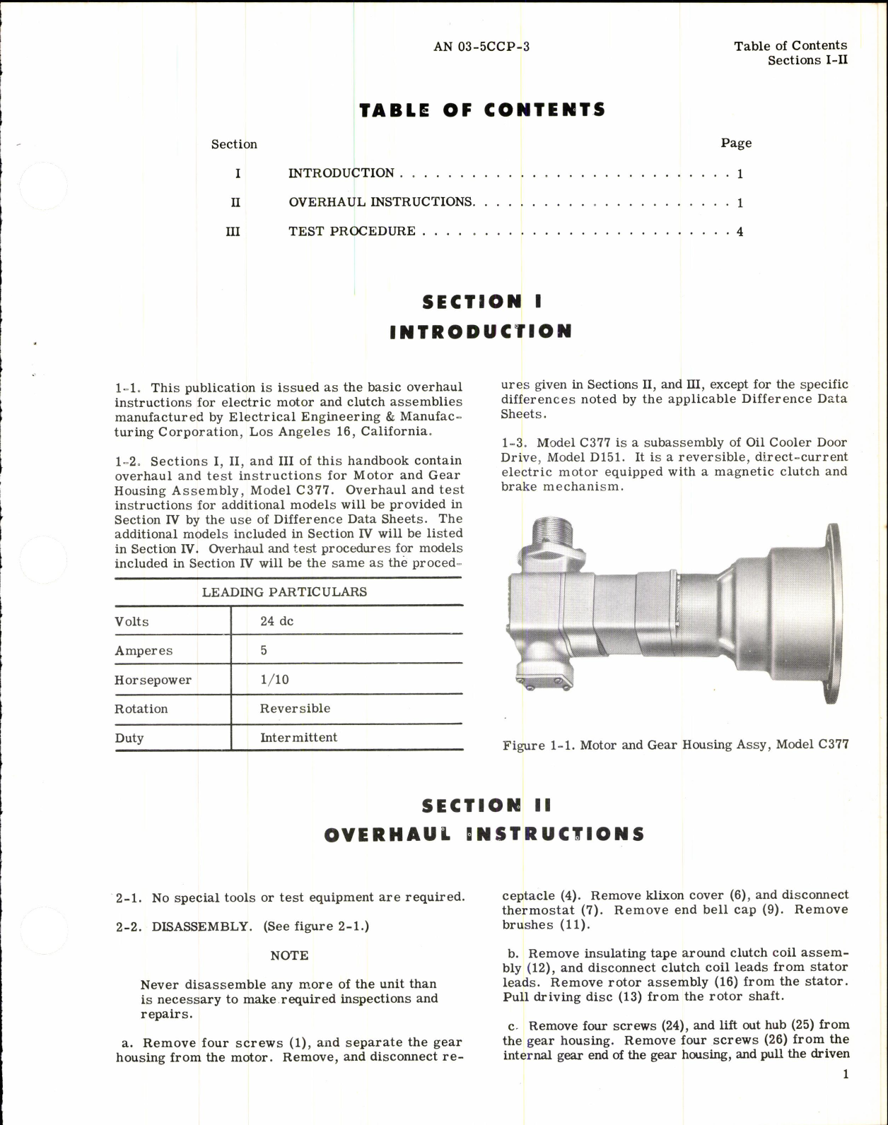 Sample page 3 from AirCorps Library document: Overhaul Instructions for Motor and Gear Housing Assembly Model C377