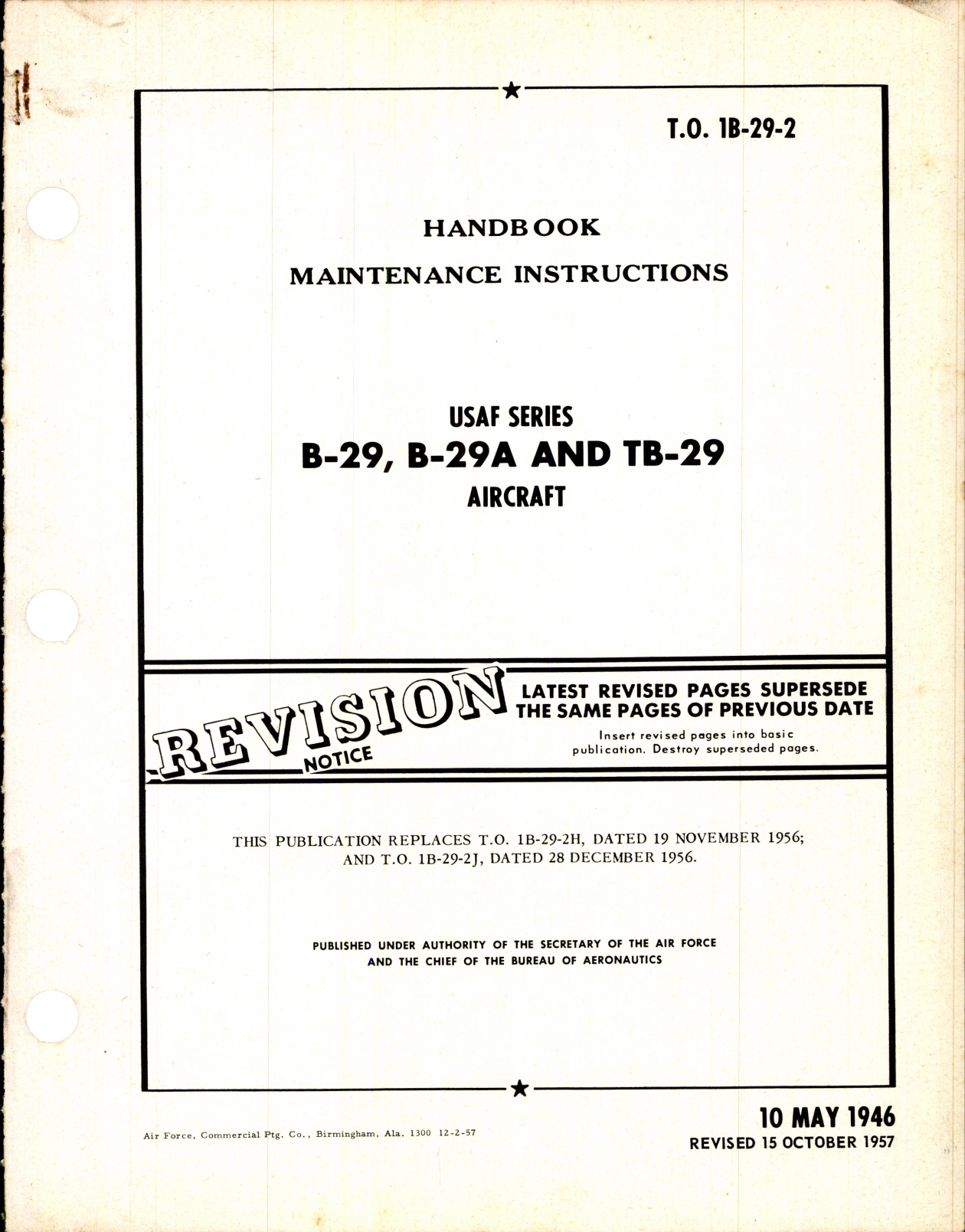 Sample page 1 from AirCorps Library document: Maintenance Instructions for B-29, B-29A, & TB-29 Aircraft