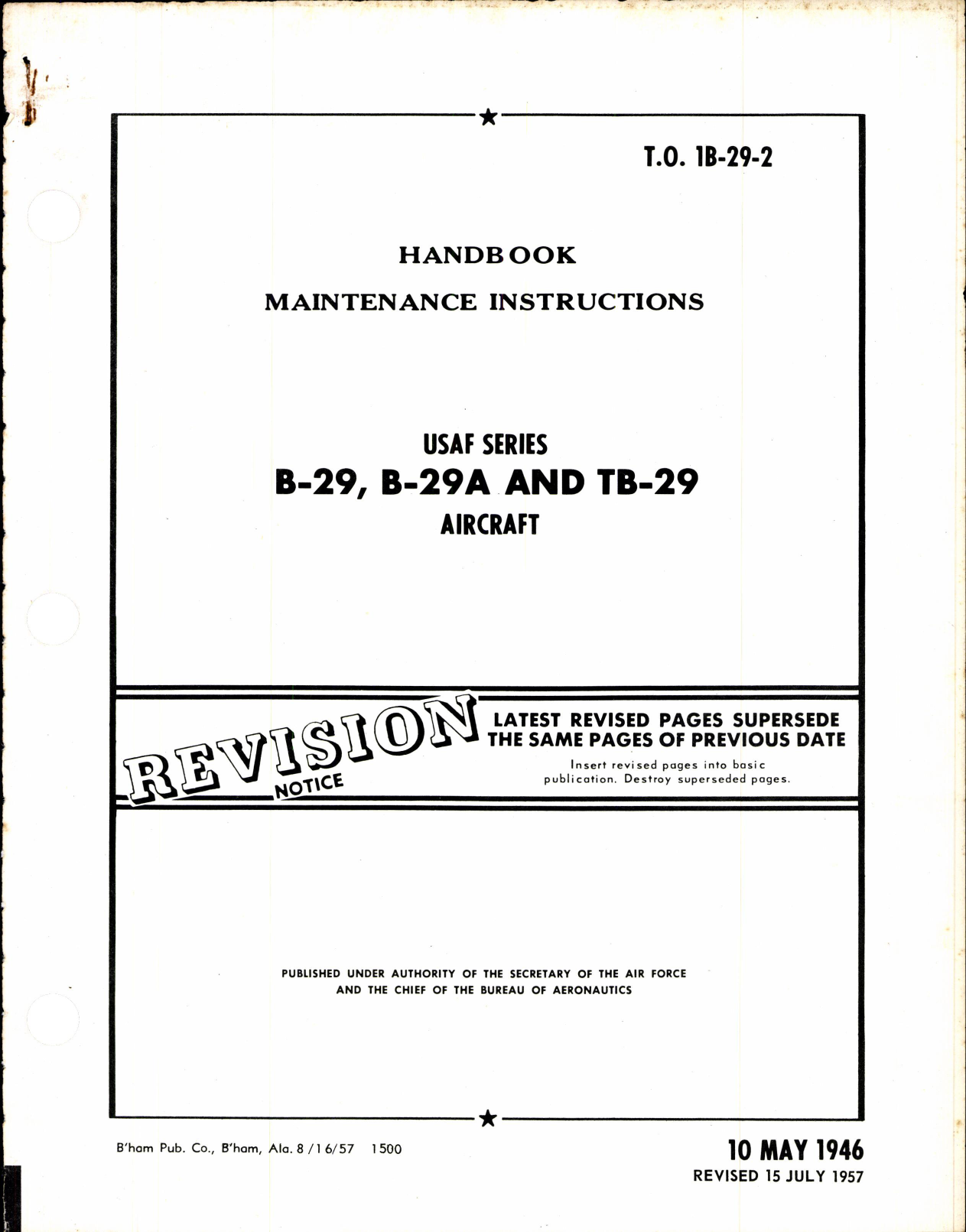 Sample page 1 from AirCorps Library document: Maintenance Instructions for B-29, B-29A, & TB-29 Aircraft