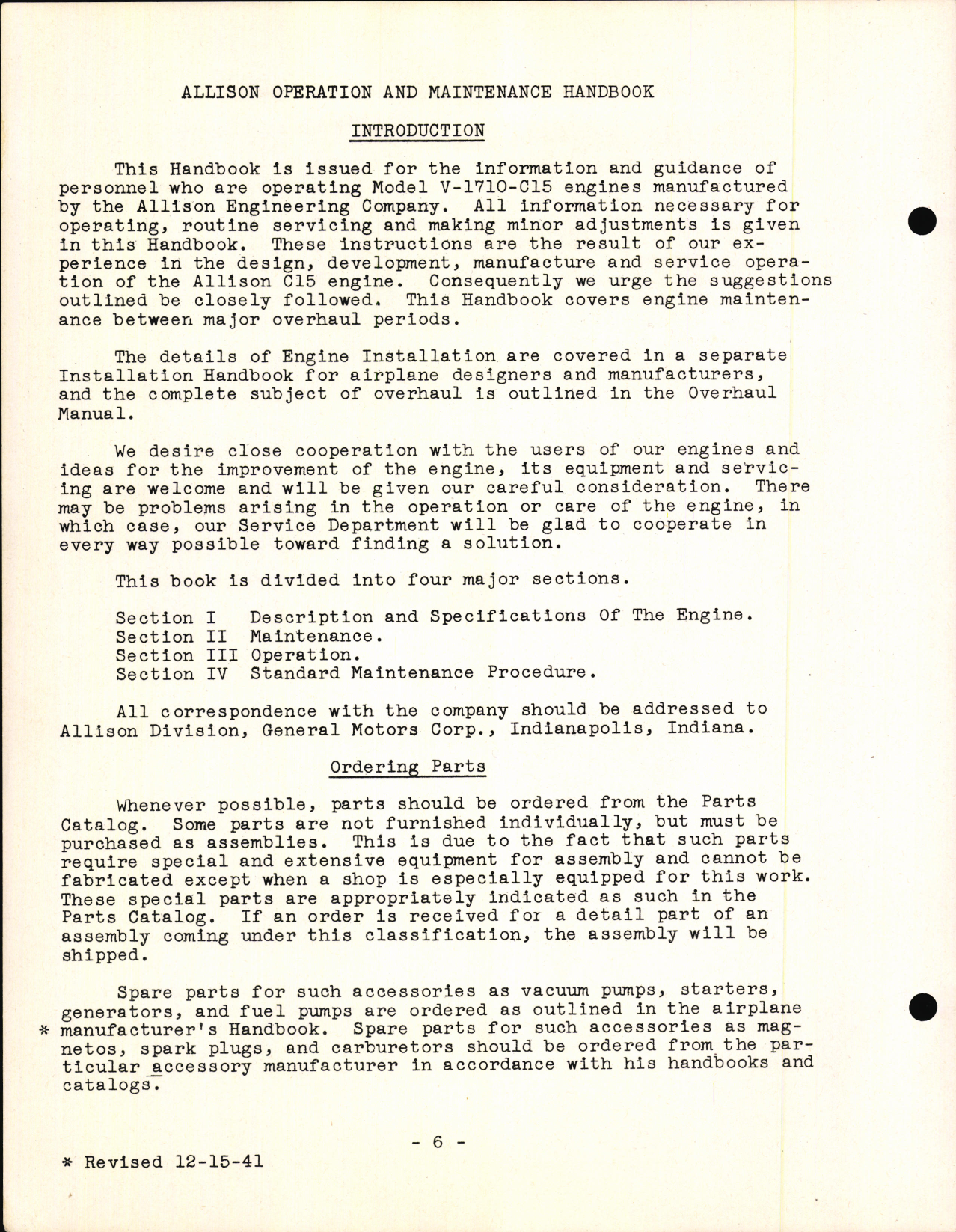 Sample page 10 from AirCorps Library document: Commercial Operation and Maintenance Handbook for Allison Model V-1710-C15 