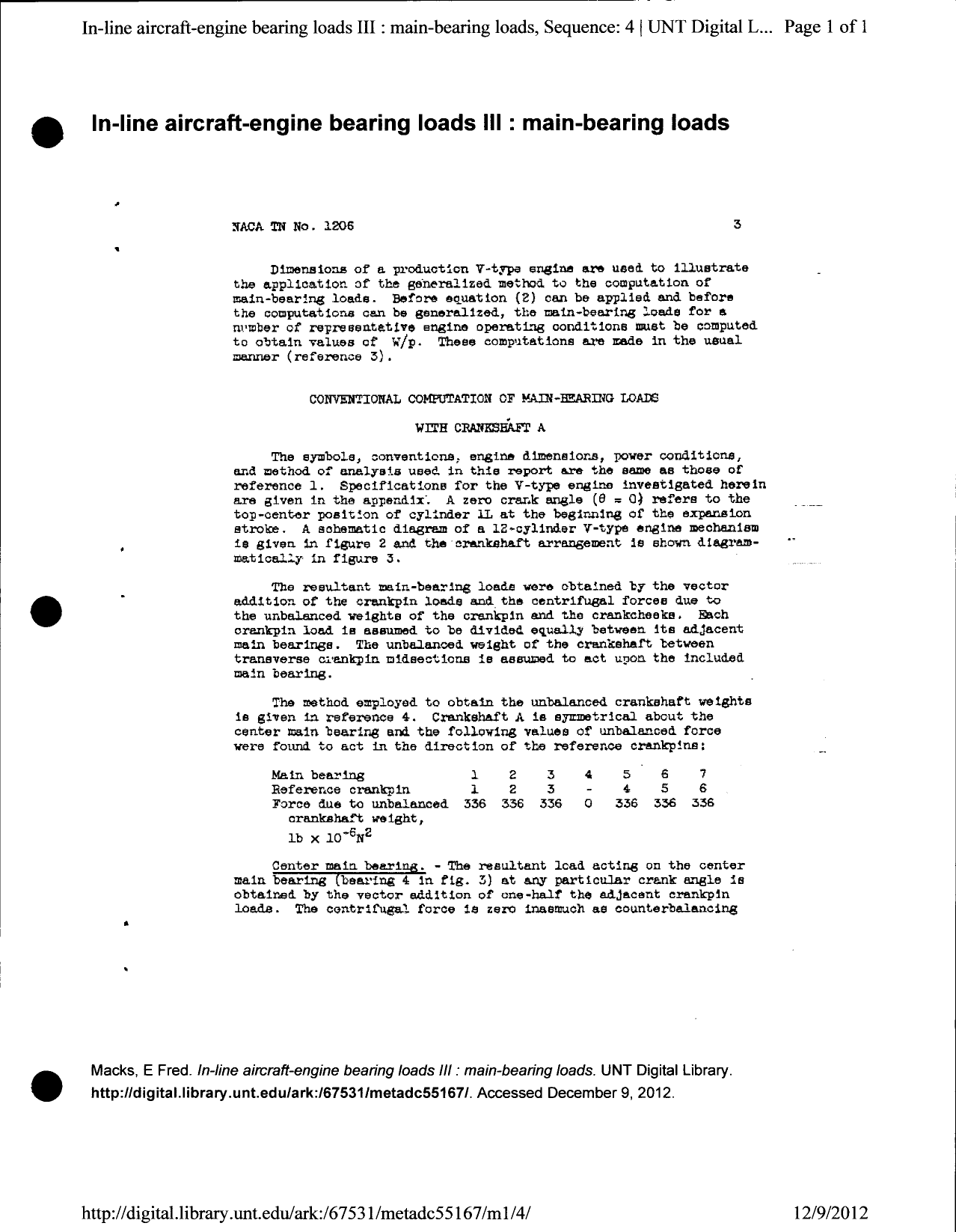 Sample page 4 from AirCorps Library document: In-Line Aircraft-Engine Bearing Loads