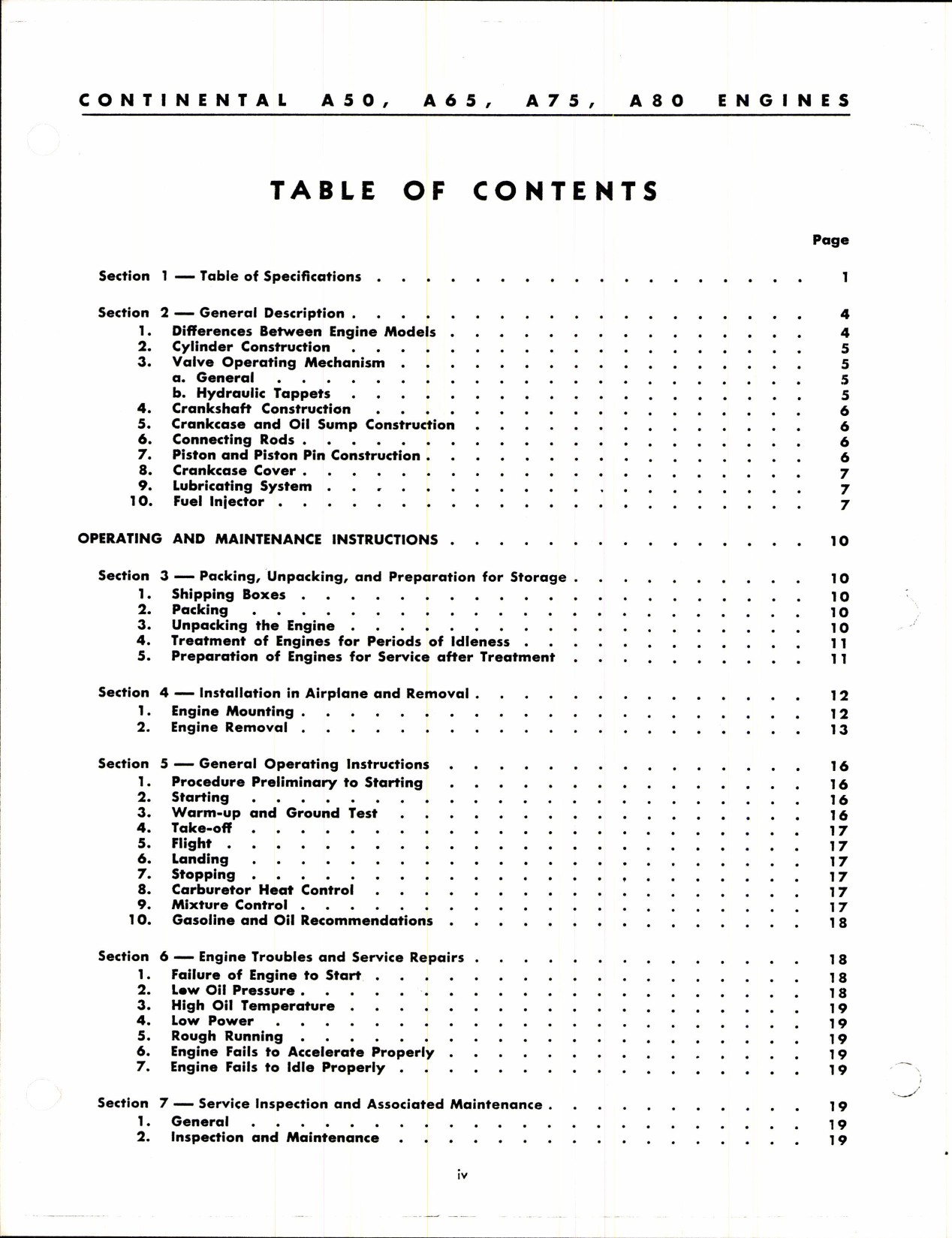 Sample page 3 from AirCorps Library document: Maintenance & Overhaul Manual for Continental Models A50