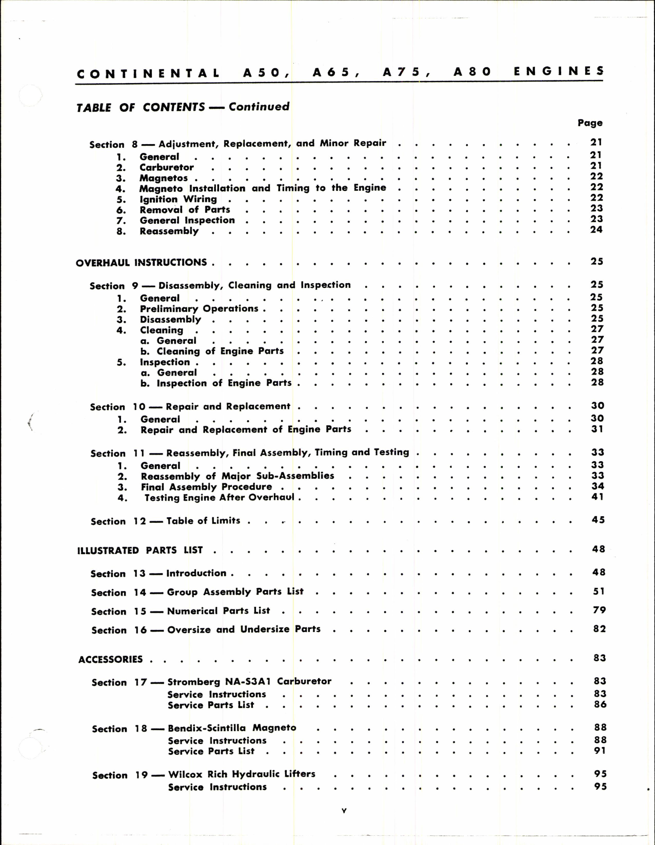 Sample page 4 from AirCorps Library document: Maintenance & Overhaul Manual for Continental Models A50