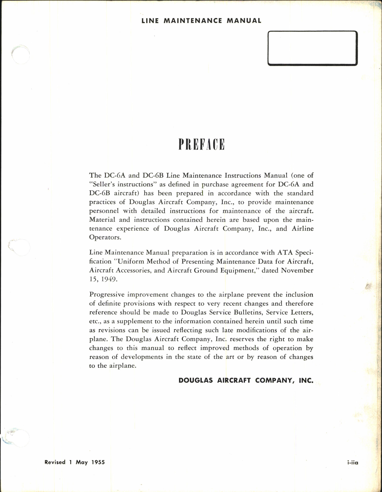Sample page 5 from AirCorps Library document: Maintenance Manual for DC-6B 