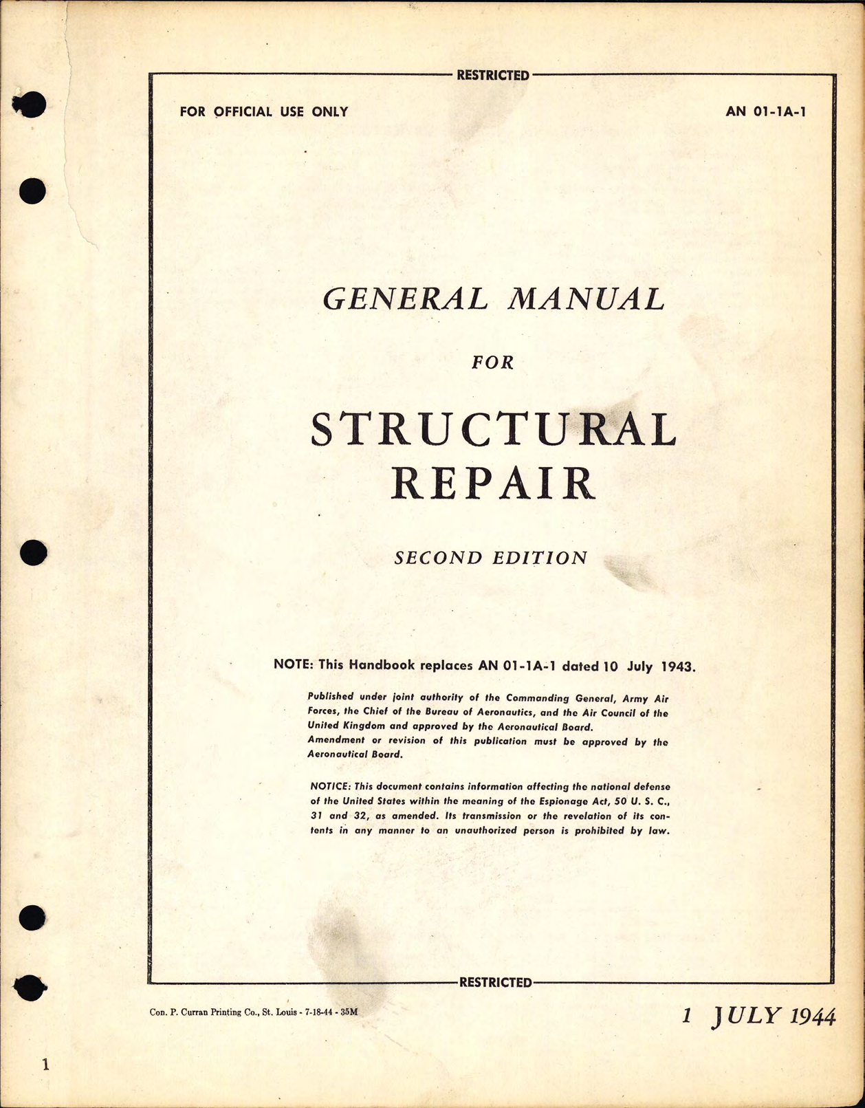 Sample page 1 from AirCorps Library document: General Manual for Structural Repair, Second Edition