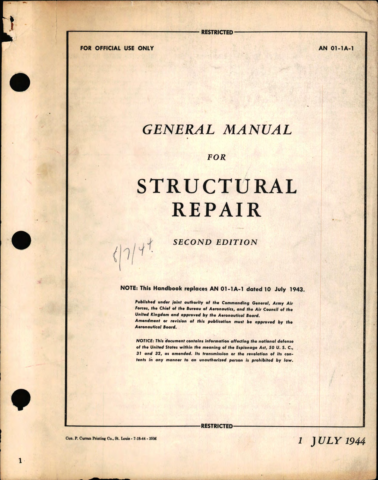 Sample page 1 from AirCorps Library document: General Manual for Structural Repair, Second Edition