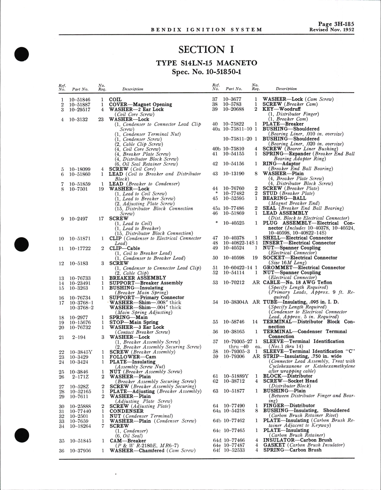 Sample page 5 from AirCorps Library document: Service Parts List for Bendix Low Tension - High Altitude Ignition used on Pratt & Whitney R-2180 E Series