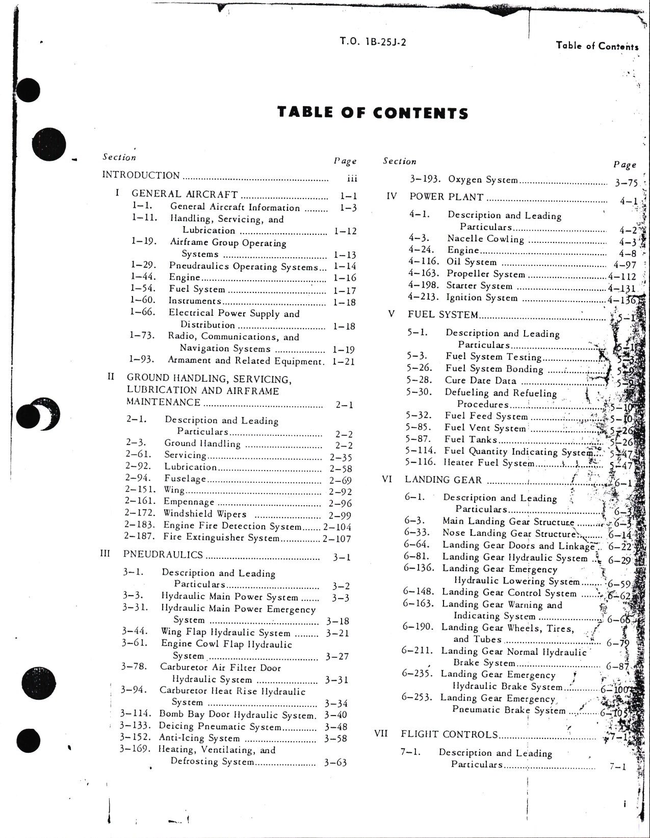 Sample page 5 from AirCorps Library document: Maintenance Instructions for B-25J, TB-25J, TB-25L, TB-25L-1, and TB-25N