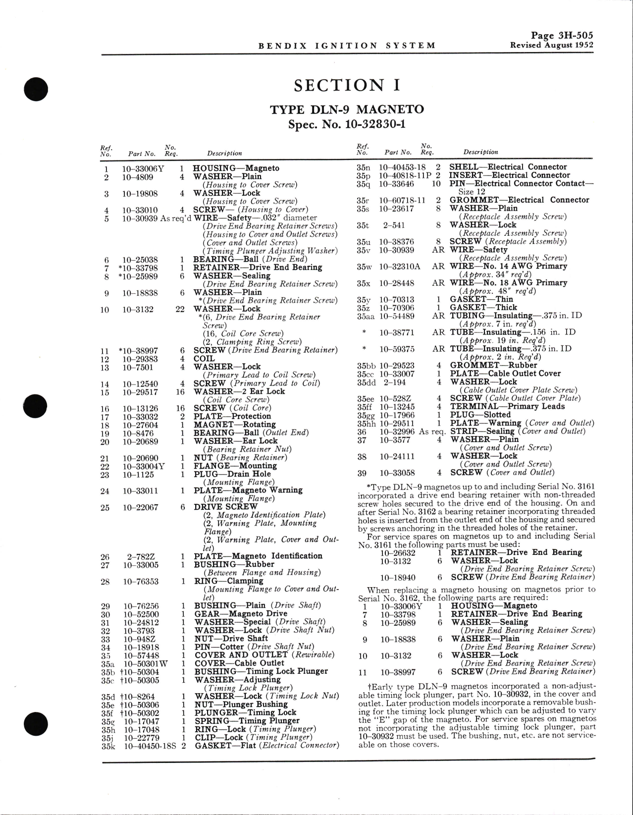 Sample page 5 from AirCorps Library document: Service Parts List for Bendix Low Tension - High Altitude Ignition for Wright R-3350