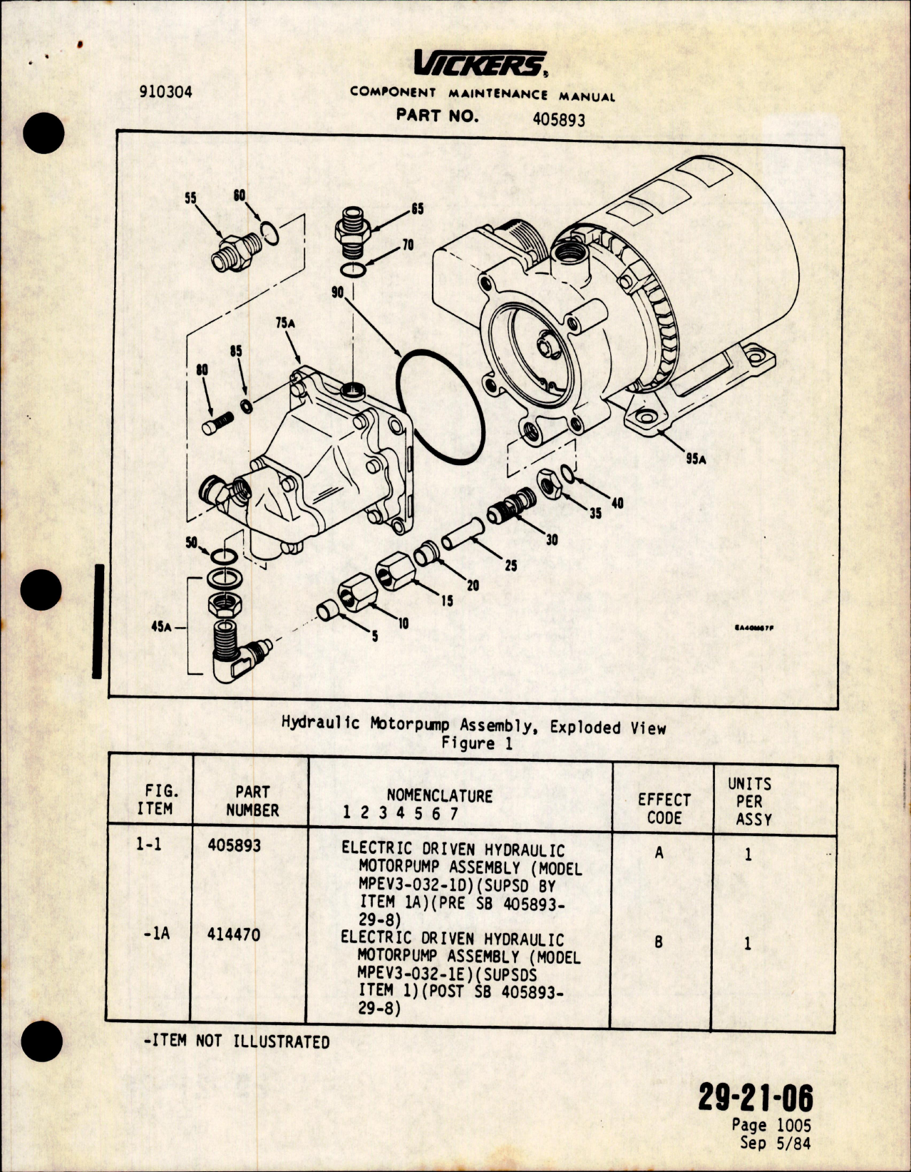 Sample page 5 from AirCorps Library document: Maintenance with Illustrated Parys List for Hydraulic Motorpump Assembly - Part 405893 - Revision No. 5 