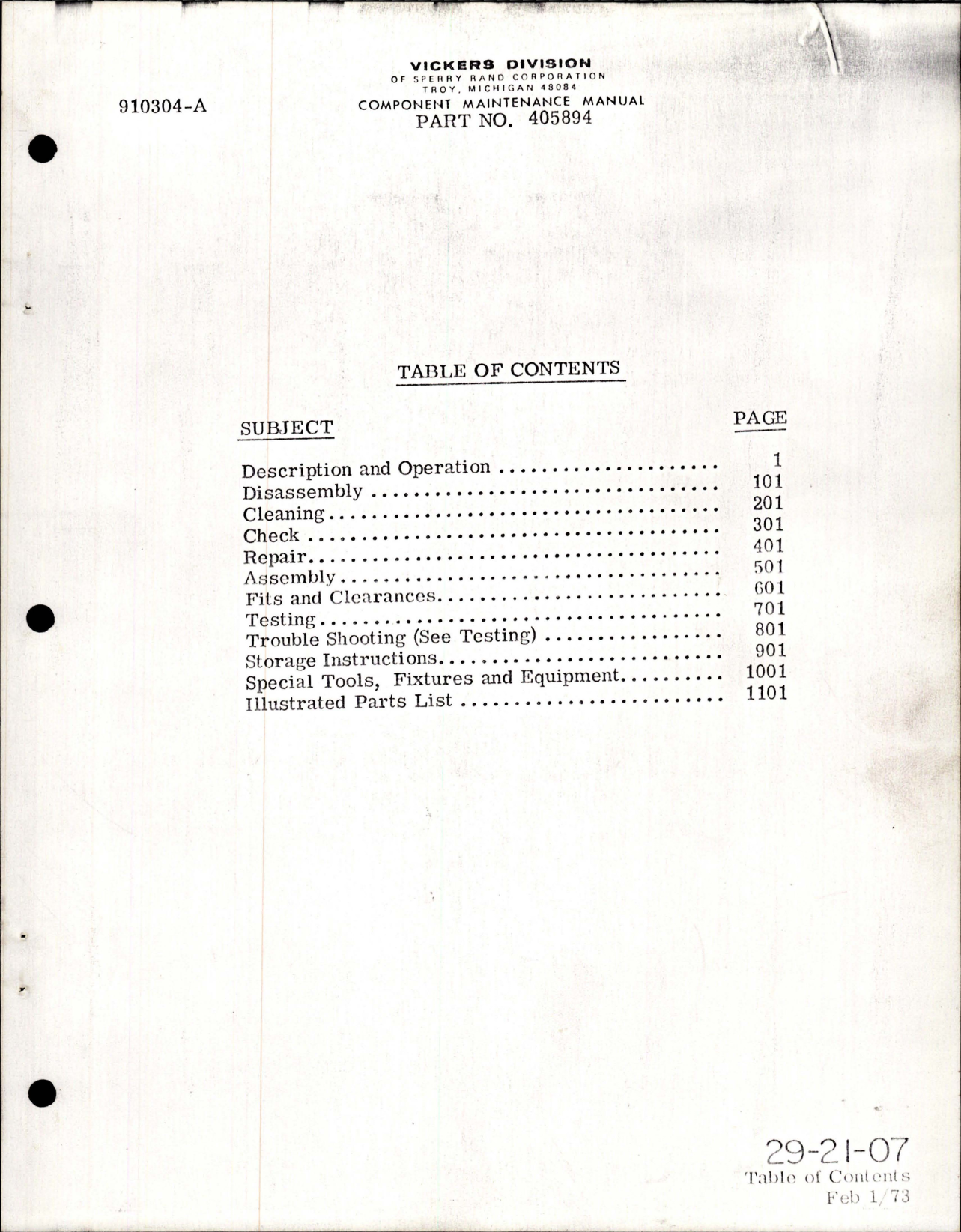Sample page 7 from AirCorps Library document: Component Maintenance Manual for Hydraulic Pump - Part 405894 