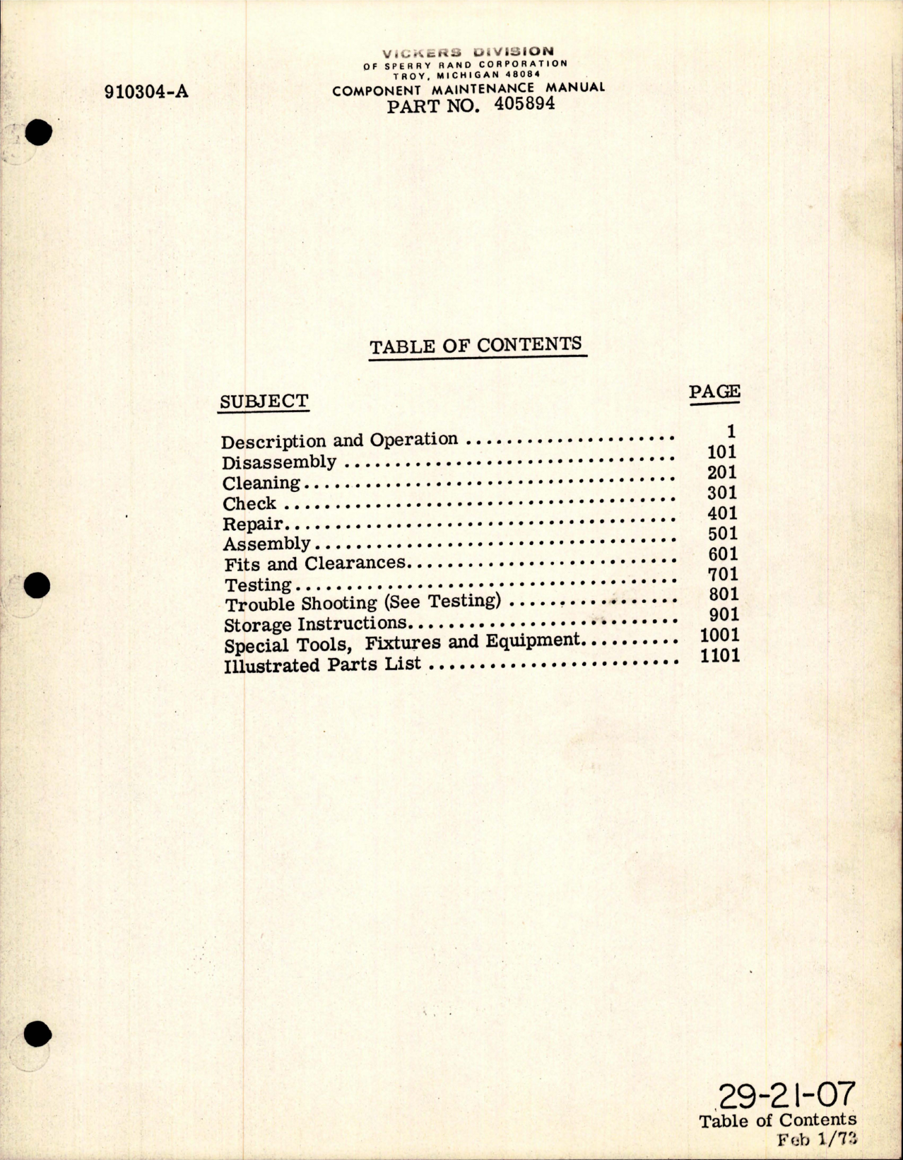 Sample page 8 from AirCorps Library document: Component Maintenance Manual for Variable Displacement Hydraulic Pump - Part 405894 and 420609