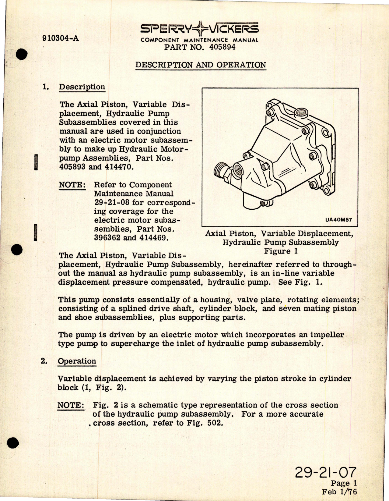 Sample page 9 from AirCorps Library document: Component Maintenance Manual for Variable Displacement Hydraulic Pump - Part 405894 and 420609