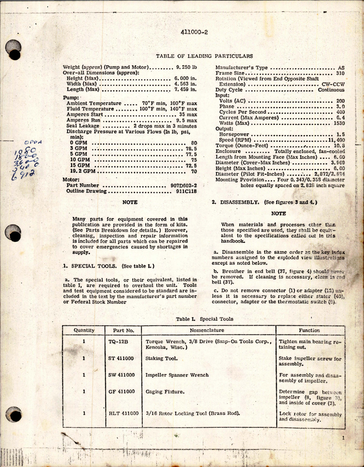 Sample page 5 from AirCorps Library document: Overhaul Instructions with Illustrated Parts Breakdown for Suction Boost Hydraulic Pump - Part 411000-2 