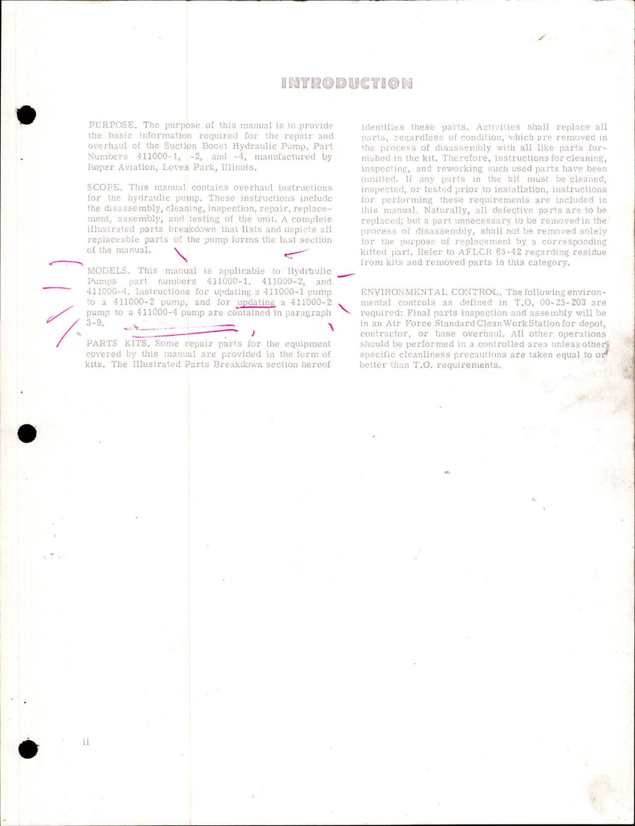 Sample page 7 from AirCorps Library document: Overhaul Instructions with Illustrated Parts Breakdown for Suction Boost Hydraulic Pump - Parts: 411000-1, 411000-2 and 411000-4