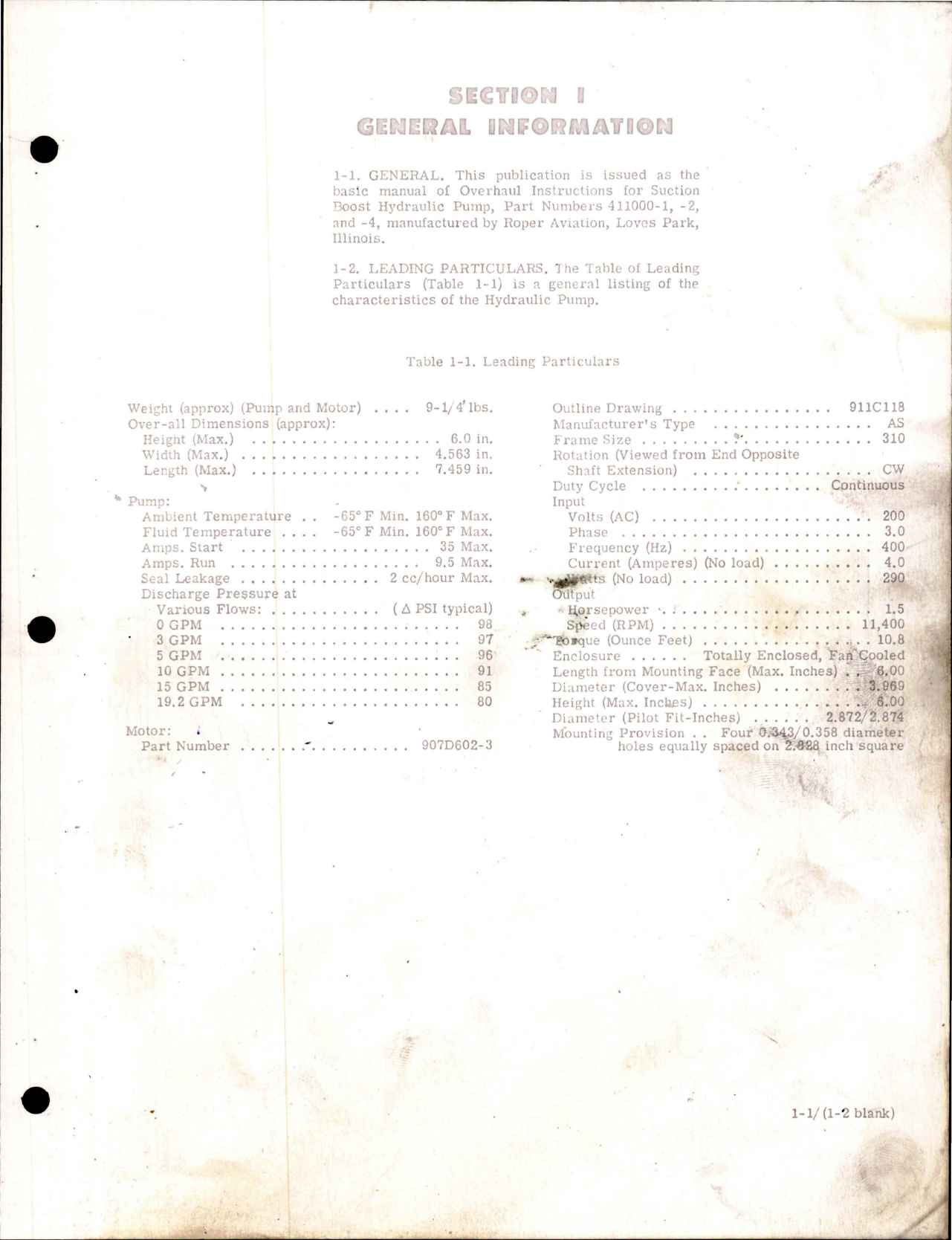 Sample page 9 from AirCorps Library document: Overhaul Instructions with Illustrated Parts Breakdown for Suction Boost Hydraulic Pump - Parts: 411000-1, 411000-2 and 411000-4
