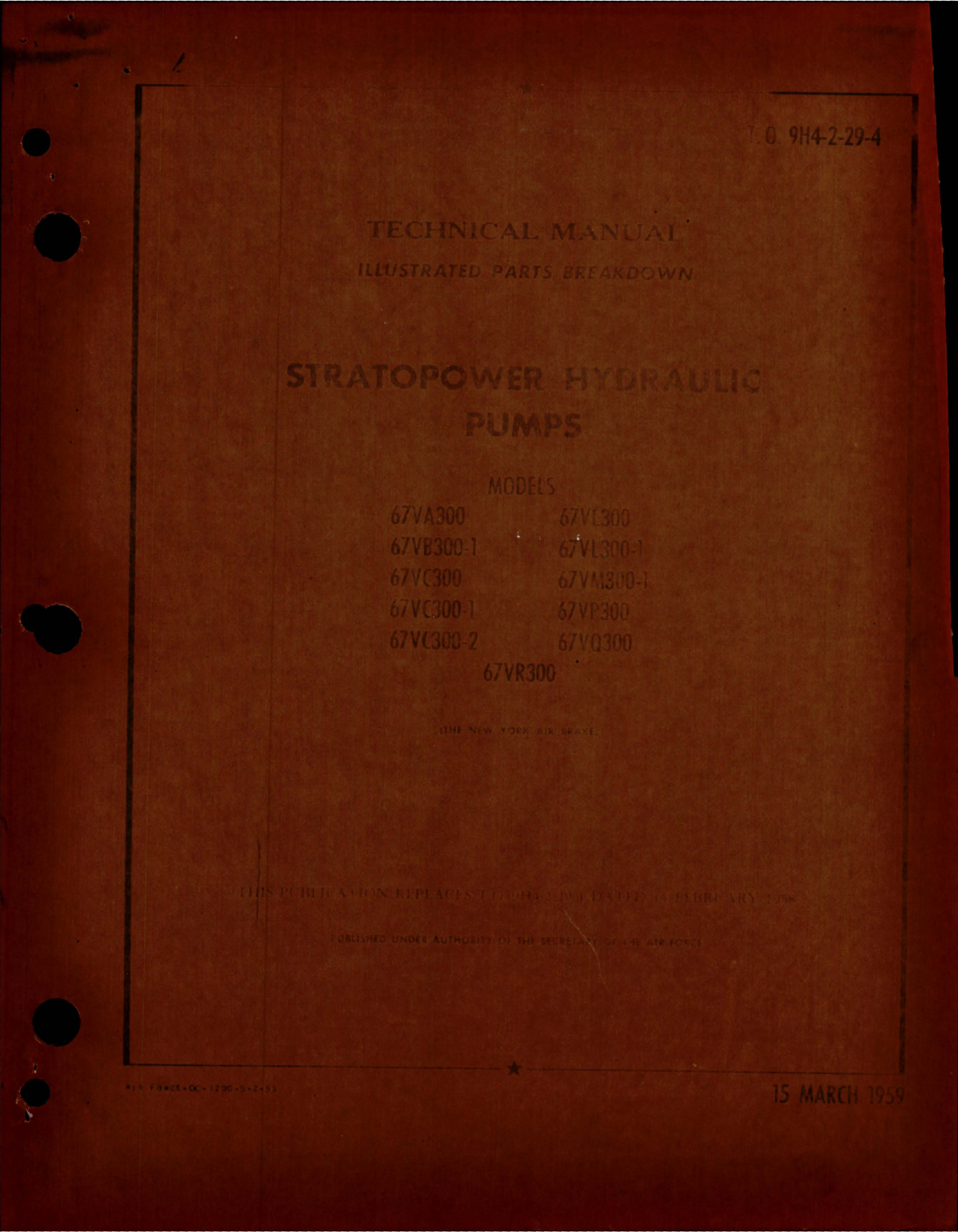 Sample page 1 from AirCorps Library document: Illustrated Parts Breakdown for Stratopower Hydraulic Pumps 