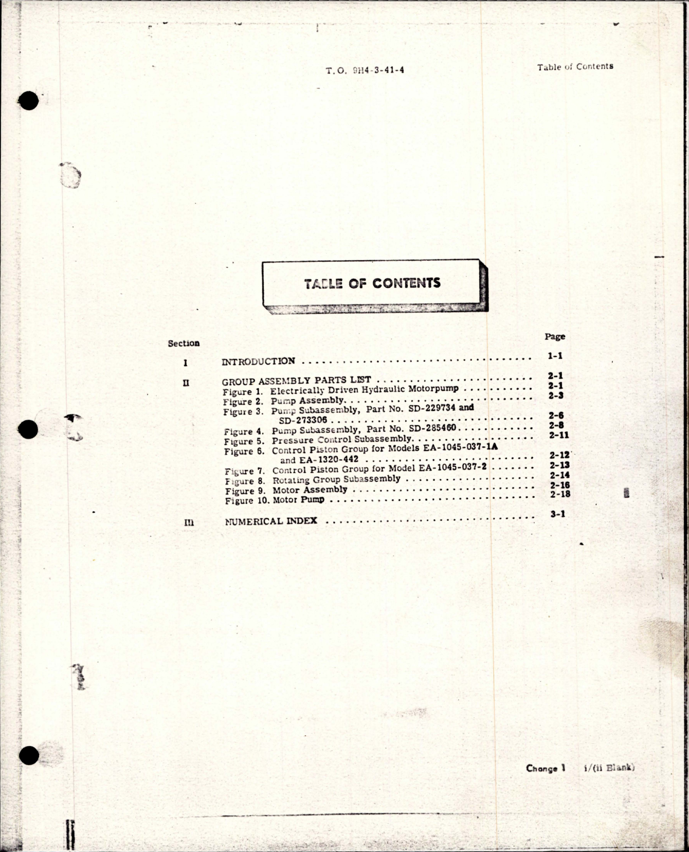 Sample page 7 from AirCorps Library document: Illustrated Parts Breakdown for Electrically Driven Hydraulic Motorpump - Change No. 5