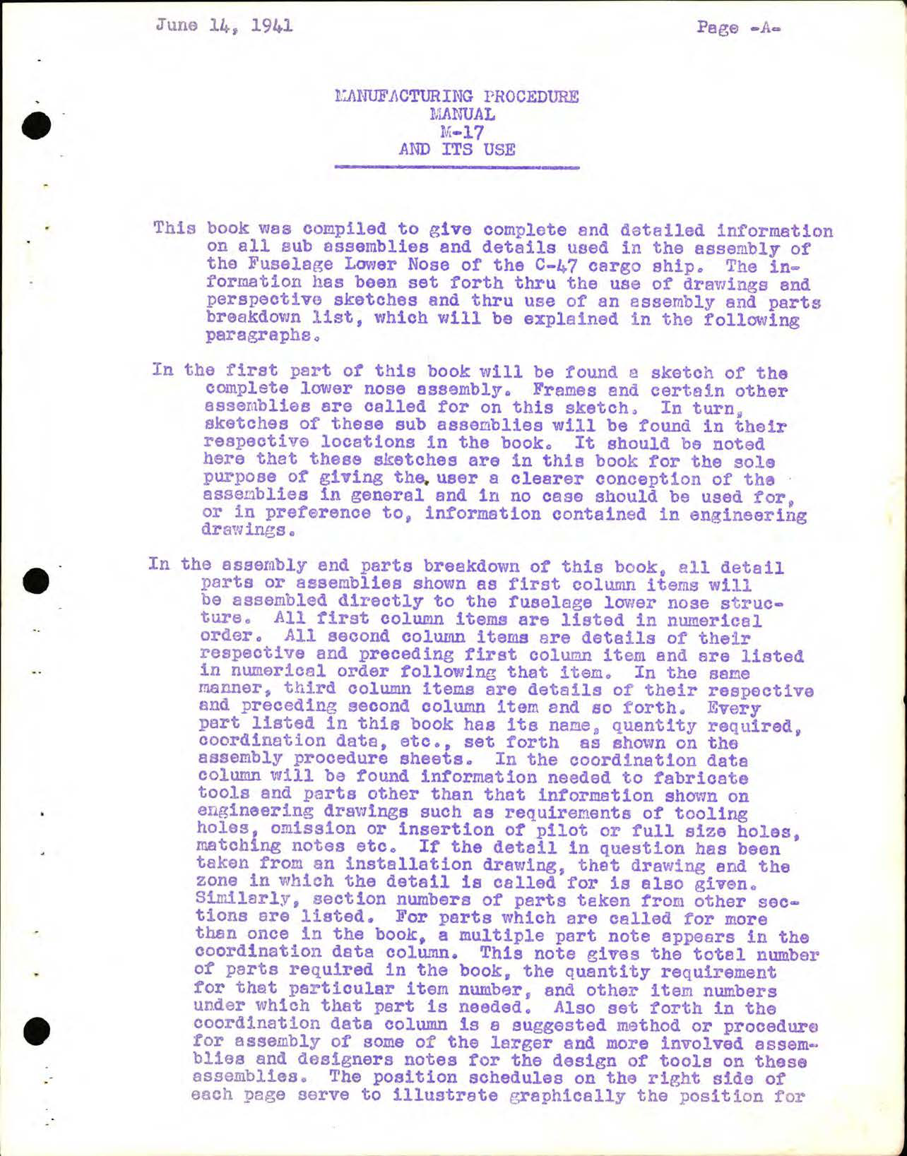 Sample page 5 from AirCorps Library document: C-47 Manufacturing Procedure Manual for Lower Nose Assem. - Fuselage Ships AC 4200 & Subs