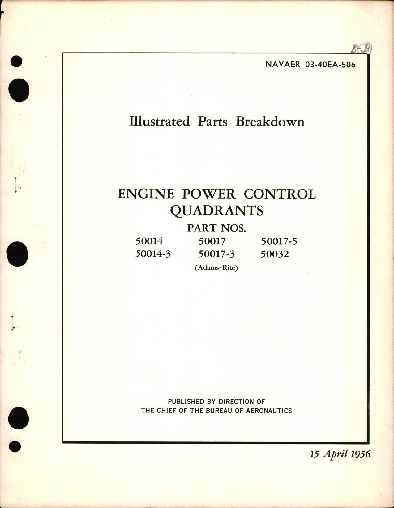 Sample page 1 from AirCorps Library document: Illustrated Parts Breakdown for Engine Power Control Quadrants