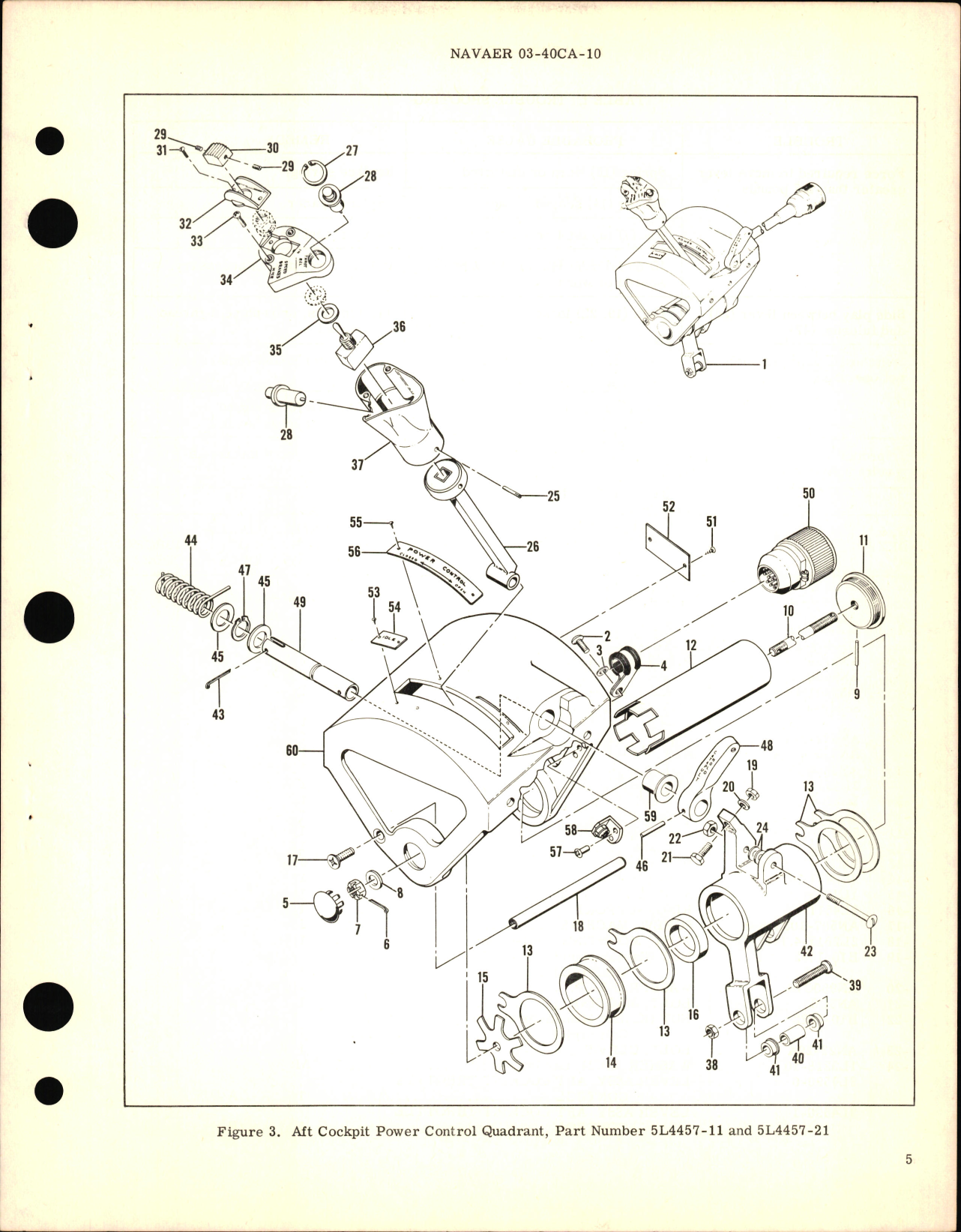 Sample page 5 from AirCorps Library document: Overhaul Instructions with Parts Breakdown for Aft Cockpit Power Control Quadrant PN 5L4457