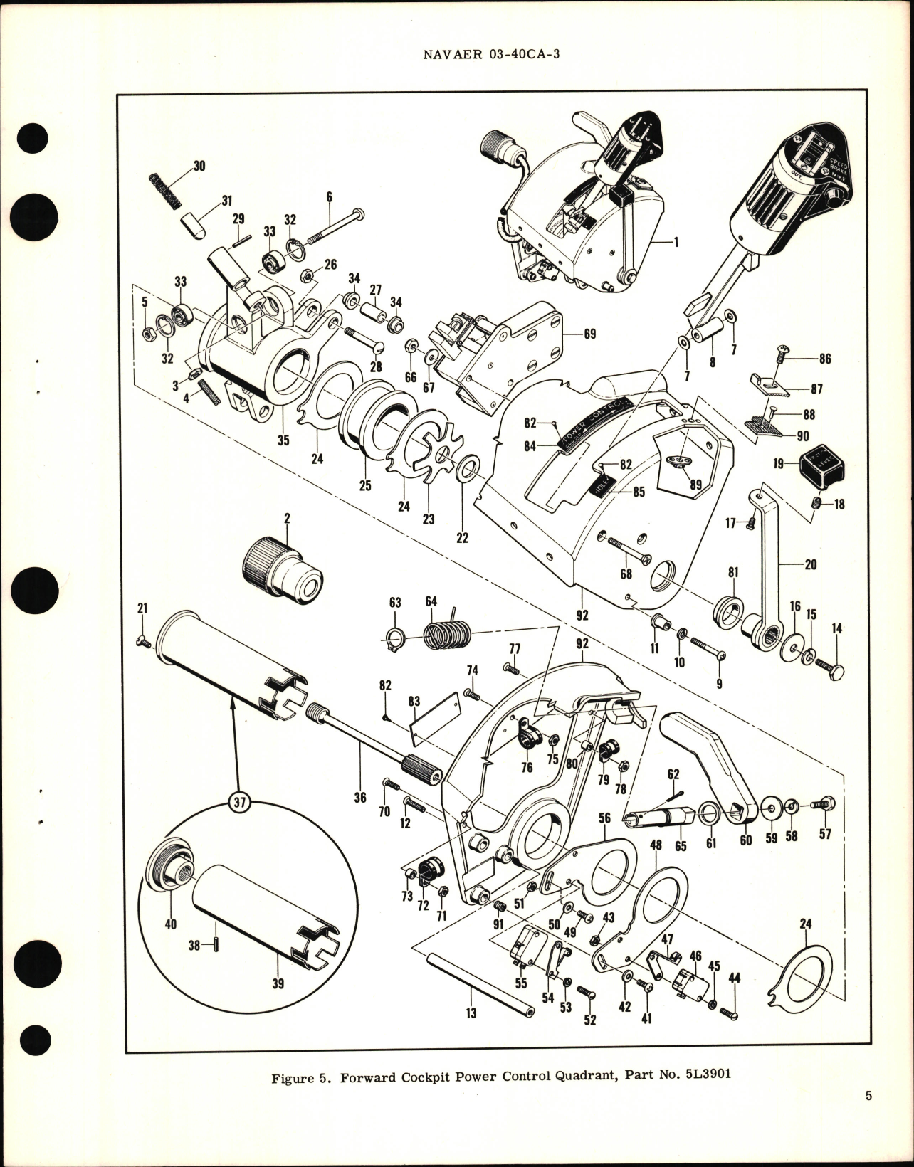 Sample page 5 from AirCorps Library document: Overhaul Instructions with Parts Breakdown for Cockpit Power Control Quadrant PN 5L3901 and 5L3902