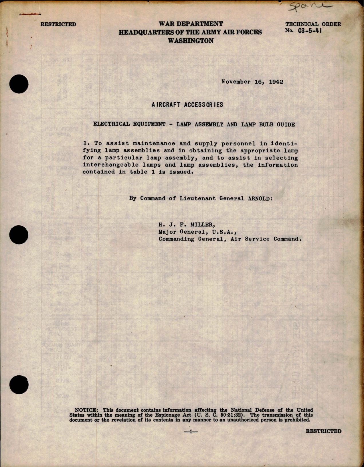 Sample page 1 from AirCorps Library document: Maintenance for Lamp Assembly and Lamp Bulb Guide - Electrical Equipment - Aircraft Accessories