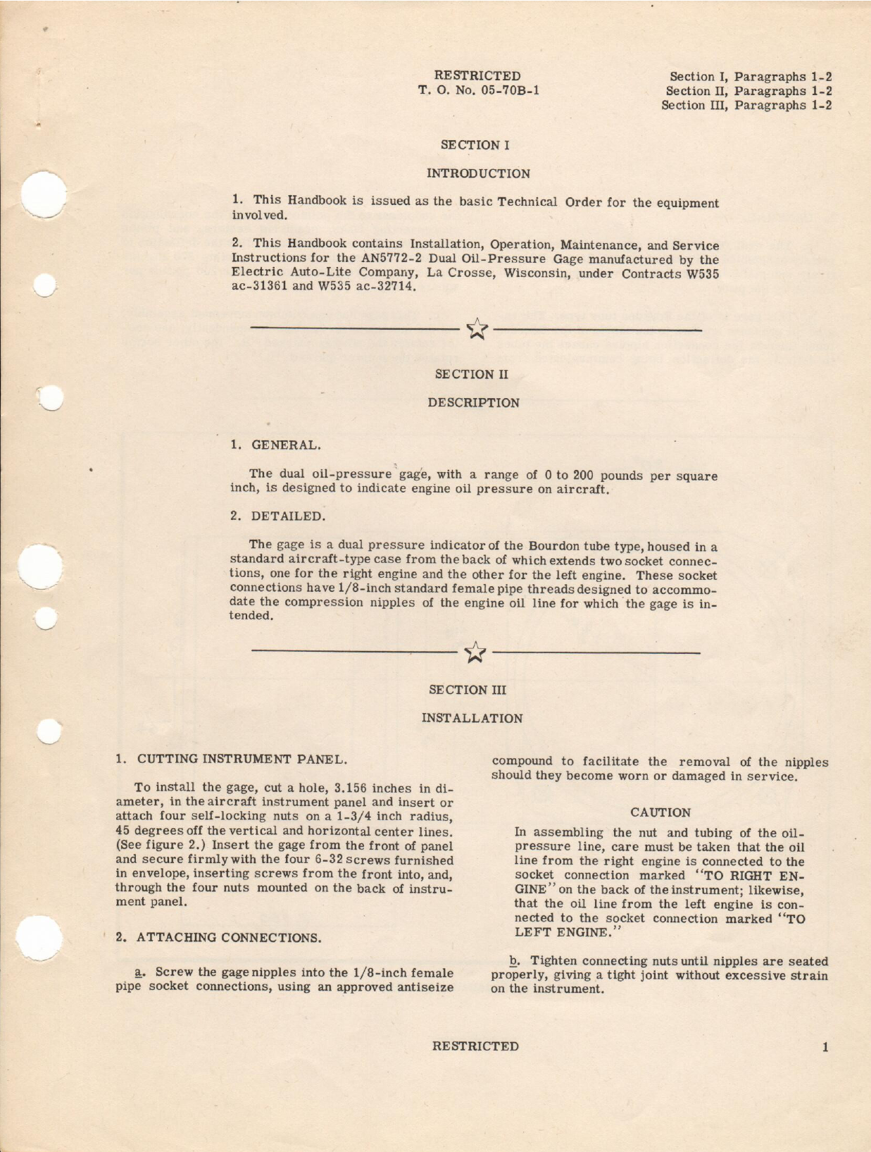 Sample page 5 from AirCorps Library document: Instructions with Parts Catalog for AN 5772-2 Oil Pressure Gage 