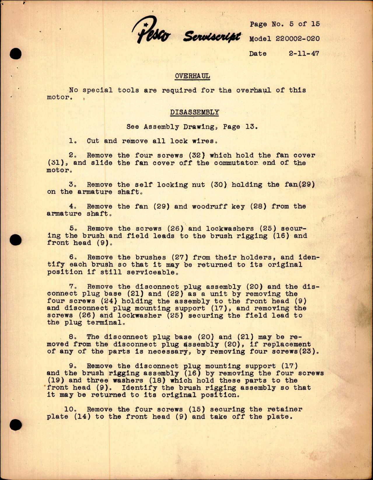 Sample page 5 from AirCorps Library document: Installation Manual for Fan Cooled Ventilated Motor - Model 220002-020 