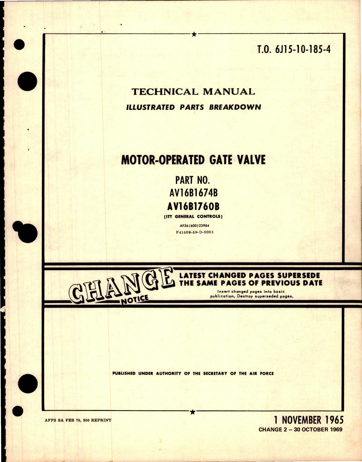 Sample page 1 from AirCorps Library document: Illustrated Parts Breakdown for Motor Operated Gate Valve - Parts AV16B1674B and AV16B1760B 