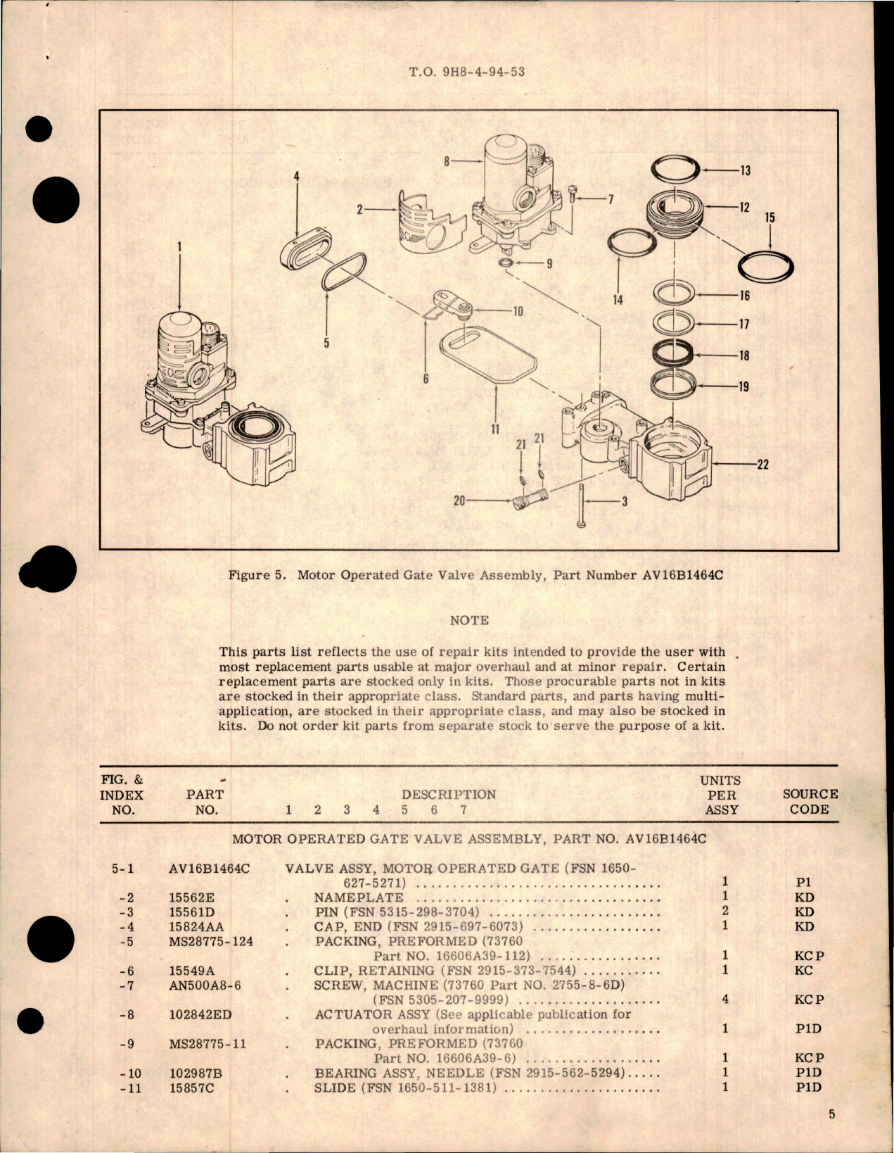 Sample page 5 from AirCorps Library document: Overhaul with Parts Breakdown for Motor Operated Gate Valve - Part AV16B1464C 