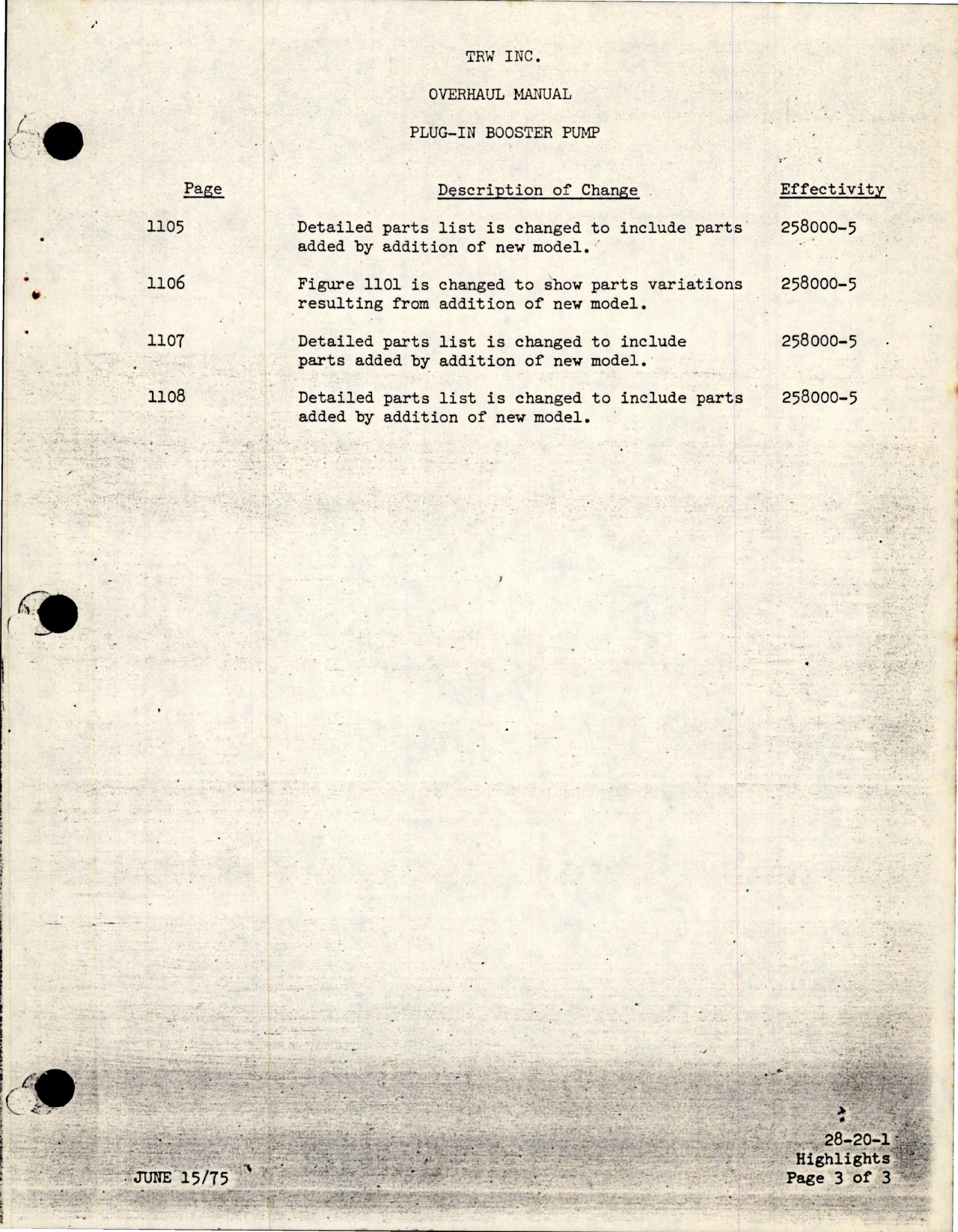 Sample page 5 from AirCorps Library document: Overhaul Instructions with Illustrated Parts Catalog for Plug In Booster Pump - 258000-3 and 258000-5