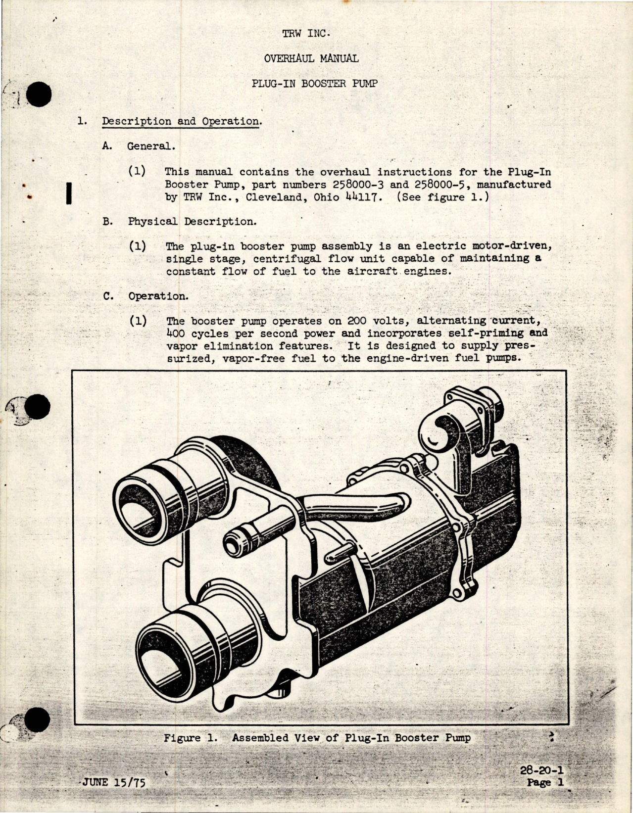 Sample page 9 from AirCorps Library document: Overhaul Instructions with Illustrated Parts Catalog for Plug In Booster Pump - 258000-3 and 258000-5