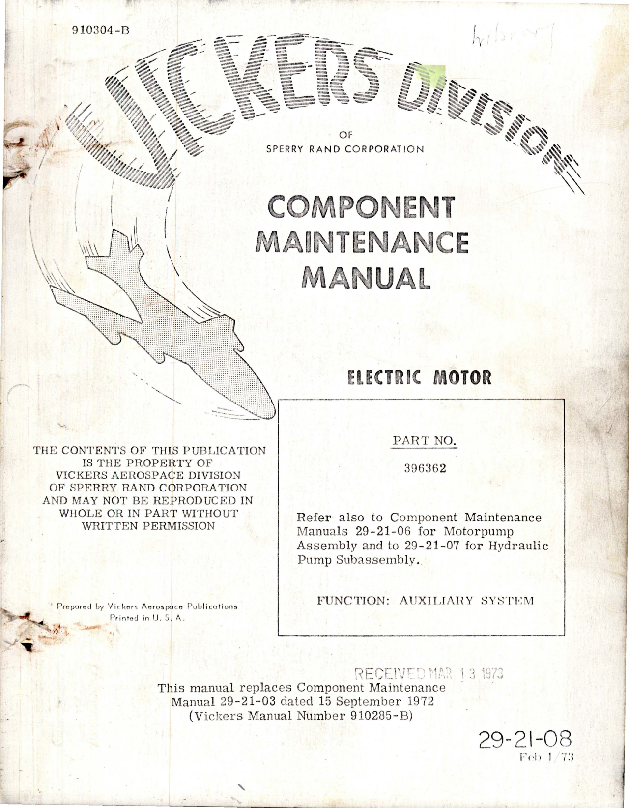 Sample page 1 from AirCorps Library document: Component Maintenance Manual for Electric Motor - Part 396362 