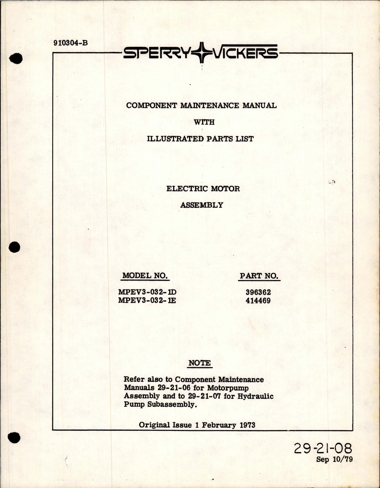 Sample page 1 from AirCorps Library document: Component Maintenance Manual for Electric Motor - Part 396362 and 414469
