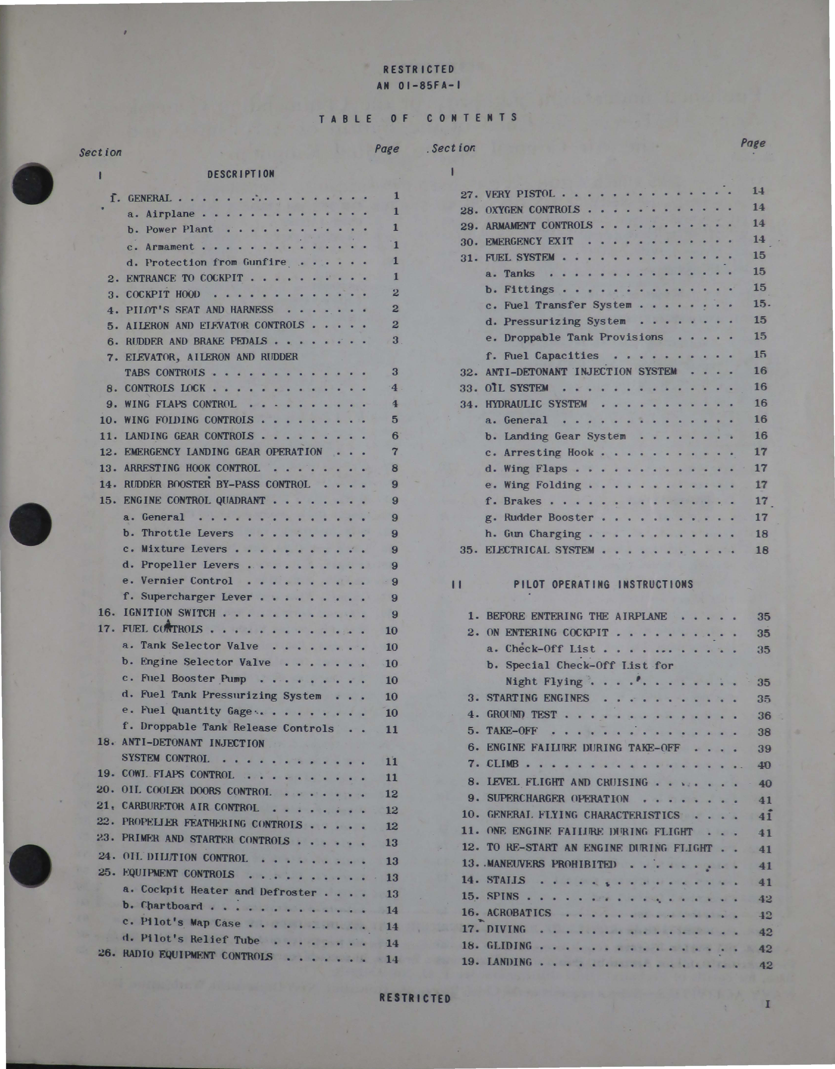 Sample page 5 from AirCorps Library document: Handbook of Pilots Flight Operating Instructions for F7F-1