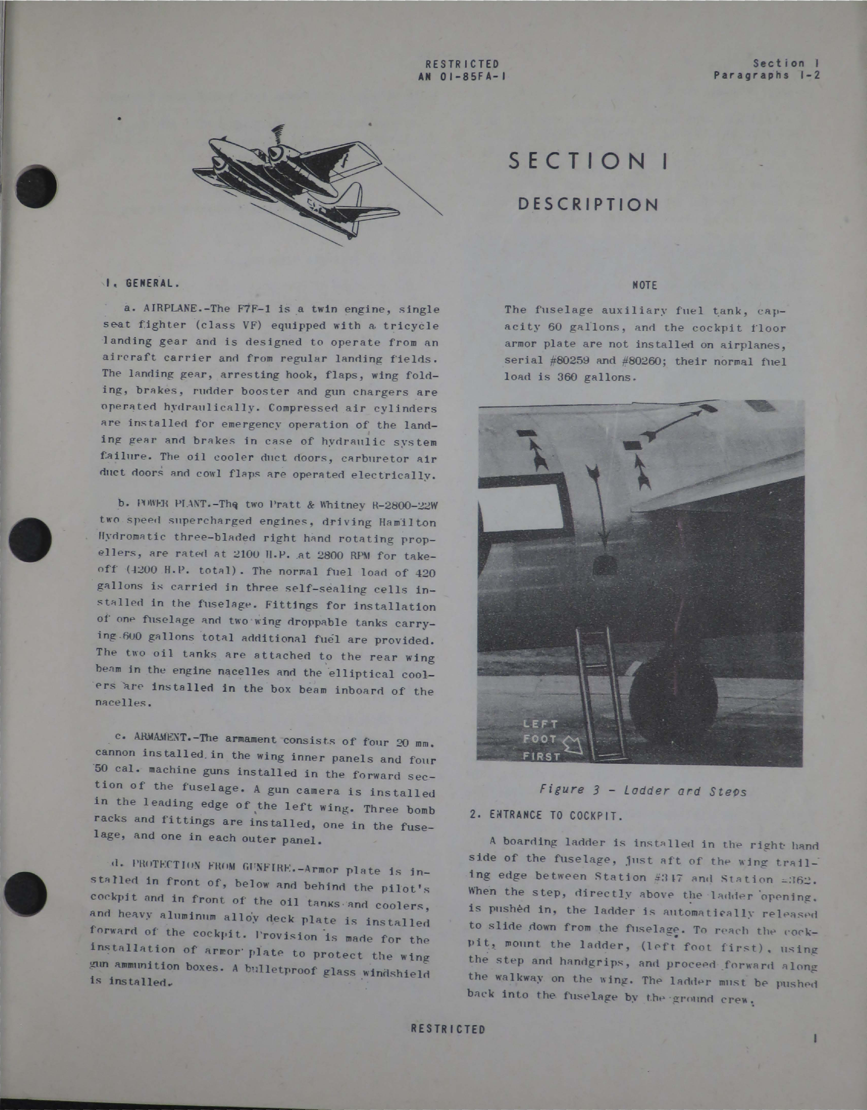 Sample page 9 from AirCorps Library document: Handbook of Pilots Flight Operating Instructions for F7F-1