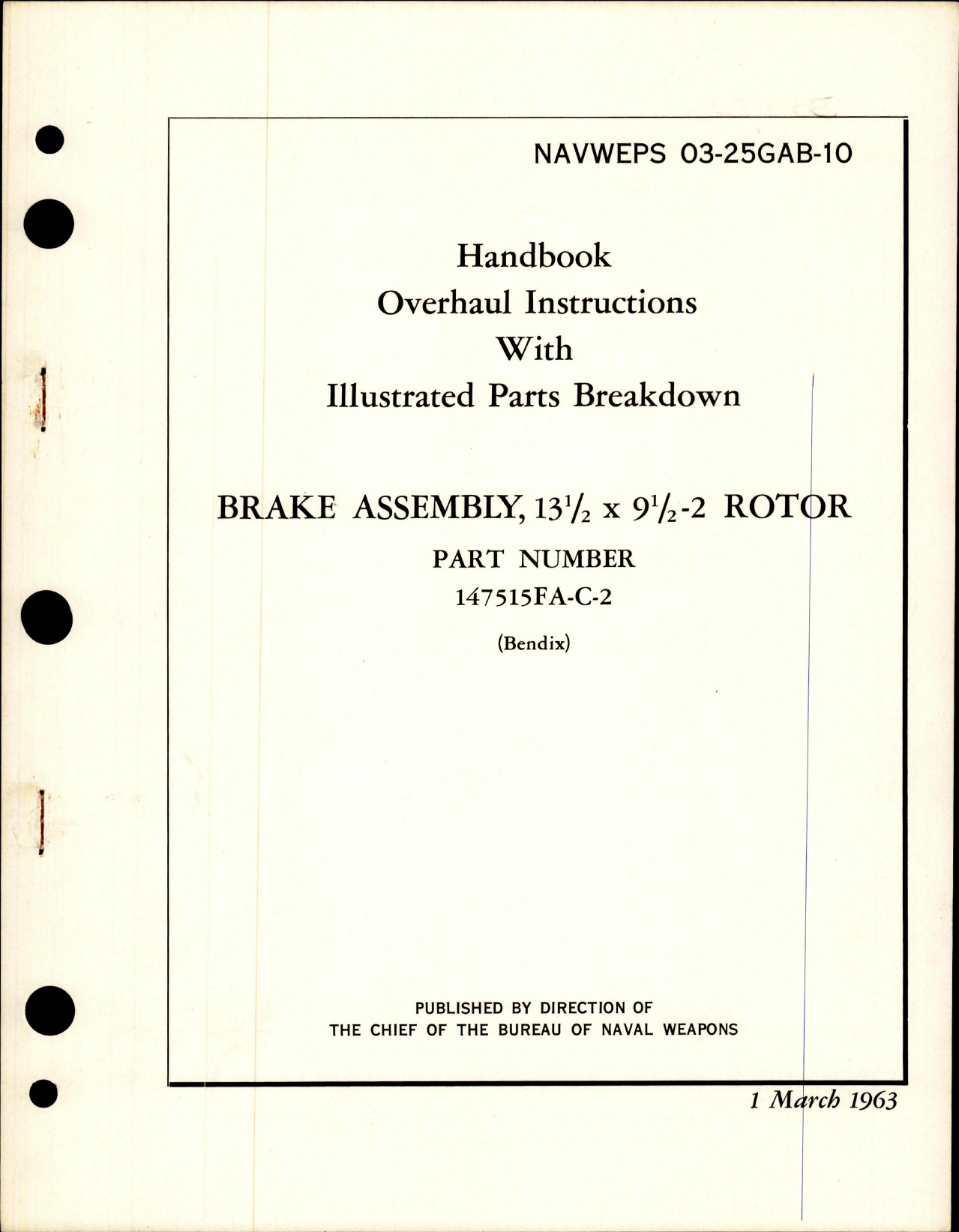 Sample page 1 from AirCorps Library document: Overhaul Instructions with Parts Breakdown for Brake Assembly 13 1/2 x 9 1/2-2 Rotor - Part 47515FA-C-2 
