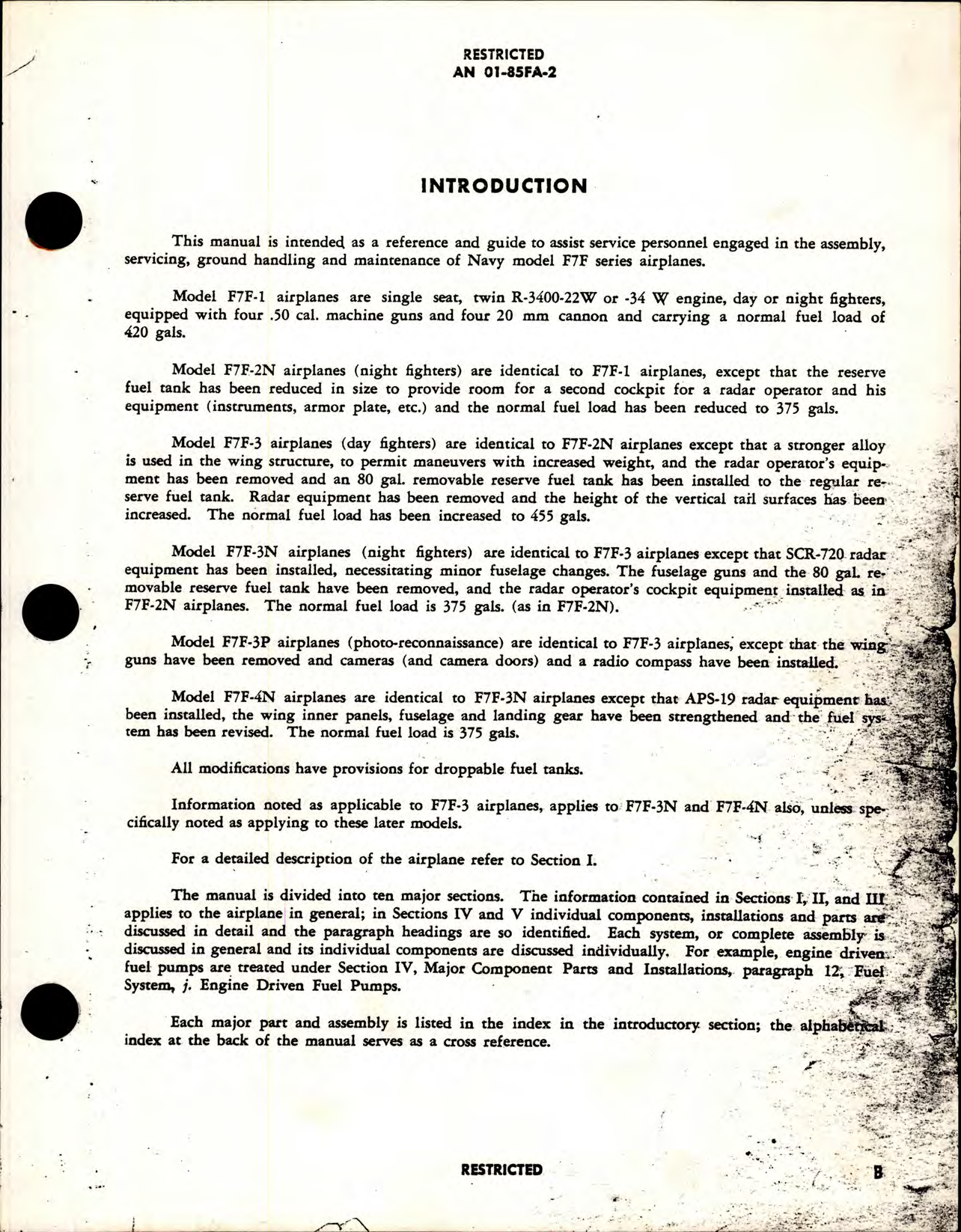 Sample page 5 from AirCorps Library document: Erection and Maintenance for F7F-1N, F7F-2N, F7F-3, F7F-3N, F7F-4N, and F7F-3P